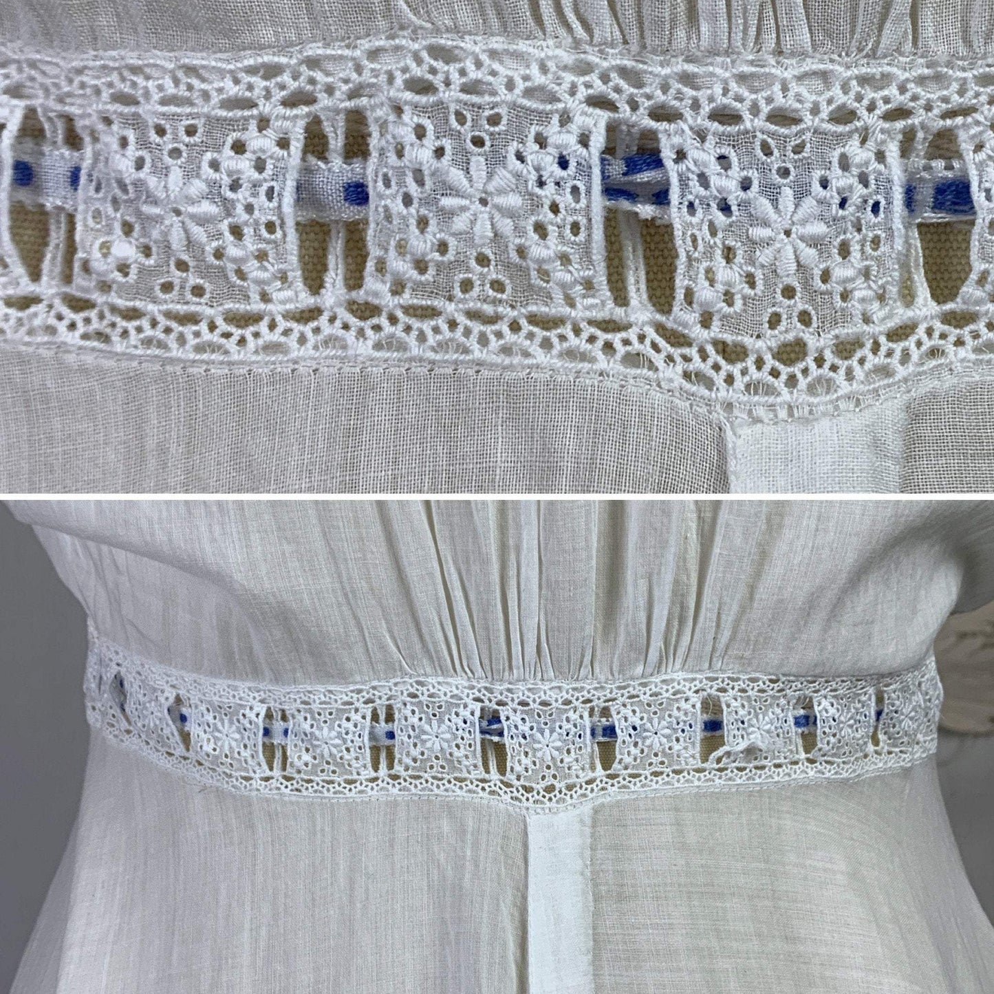 Antique 1910's Edwardian Camiknickers | Sheer White Cotton Lawn with Floral Embroidery & Lace | Size XXS, XS - Daggers & Dames