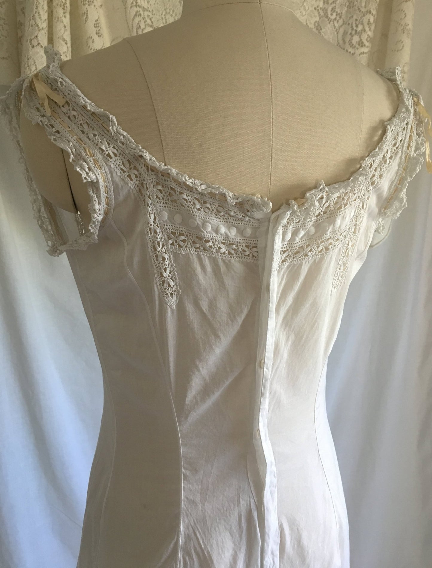 Antique 1910's Edwardian Camiknickers | White Cotton Linen Teddy with Embroidery & Eyelet Lace | Size S, MED - Daggers & Dames