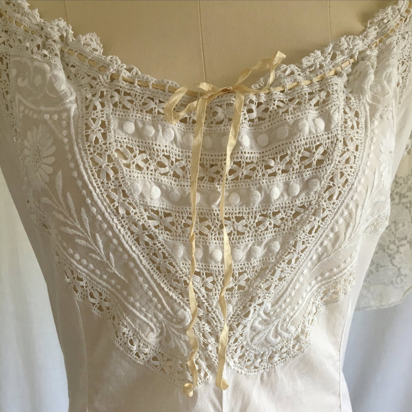 Antique 1910's Edwardian Camiknickers | White Cotton Linen Teddy with Embroidery & Eyelet Lace | Size S, MED - Daggers & Dames