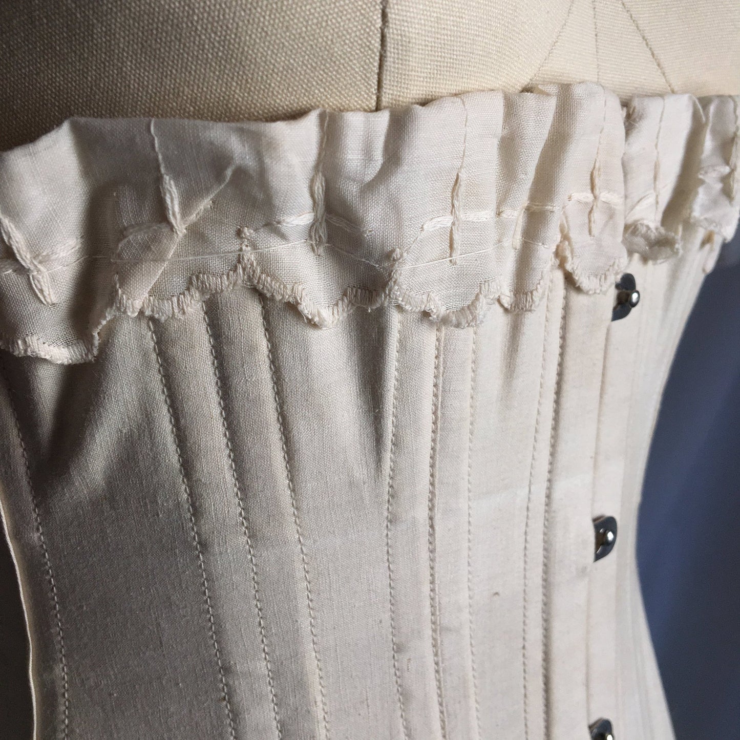Antique 1910's Edwardian Corset | Beige Cotton with Metal Stays | The Live Model Corset by Kabo | New Old Stock | Size 20 - Daggers & Dames