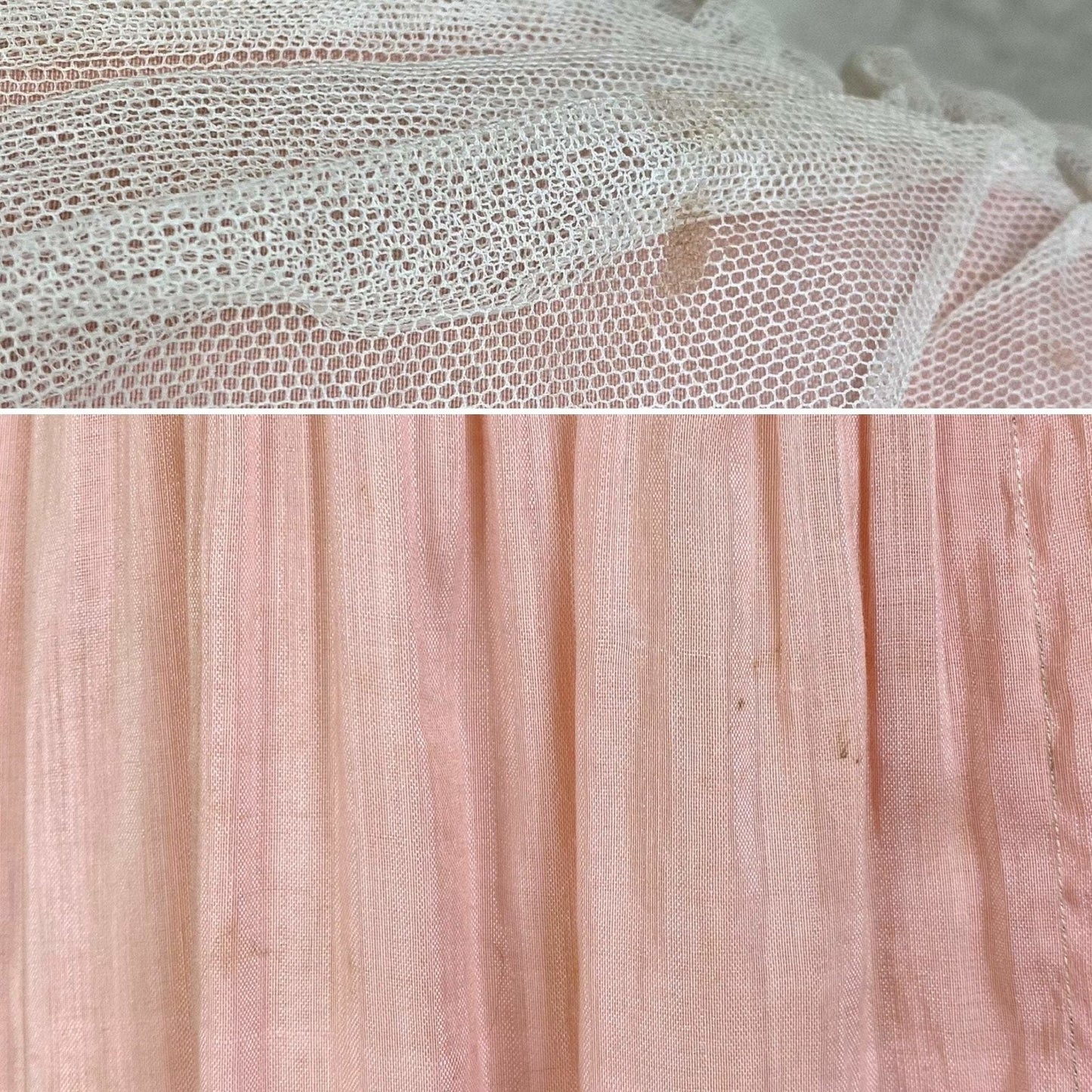 Antique 1910's Edwardian Dressing Gown Robe | Tea Rose Pink Cotton with Embroidered Ruffled Tulle | Size XS - Daggers & Dames