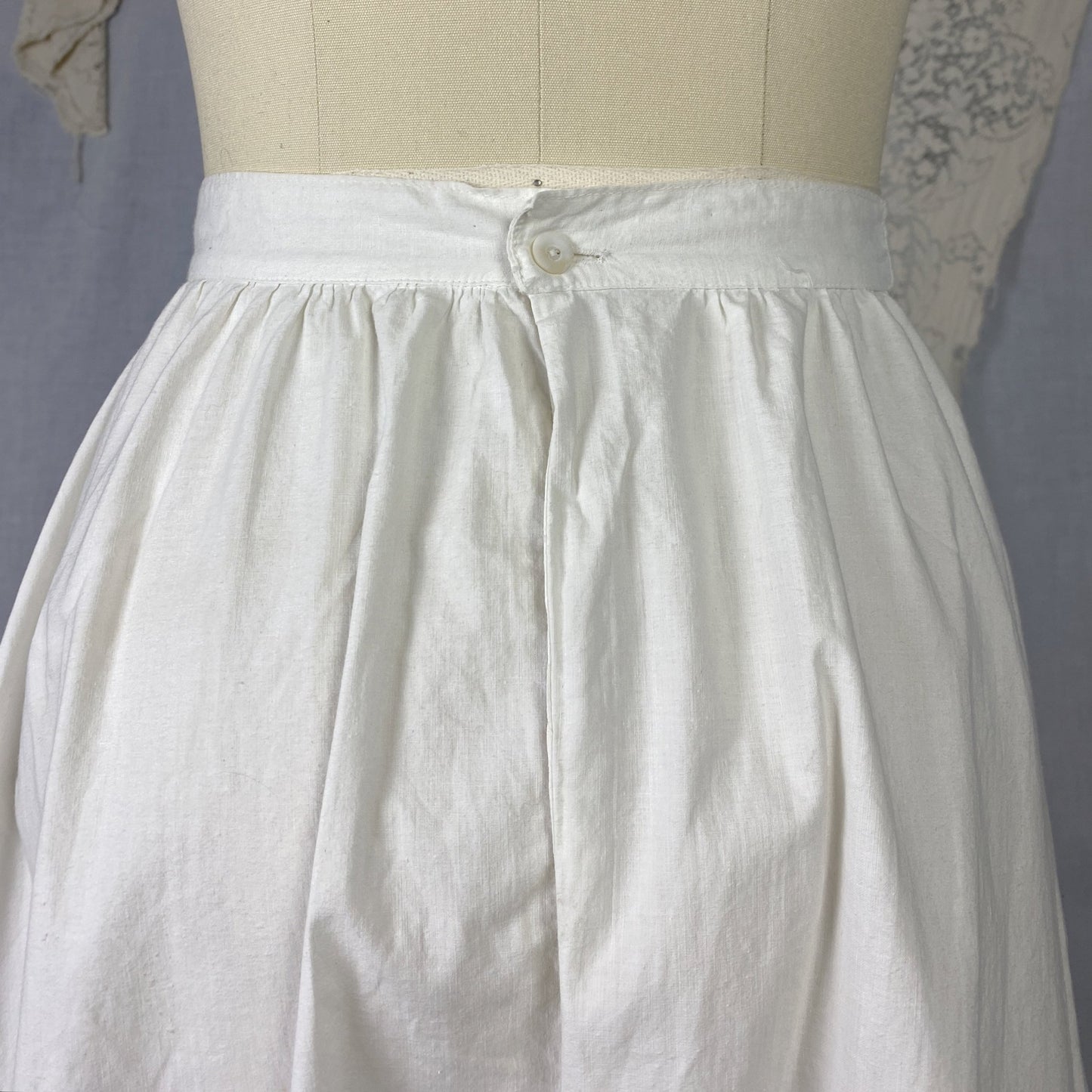 Antique 1910's Edwardian Knickers | Crisp White Cotton with Button Envelope Crotch | Size S, M - Daggers & Dames