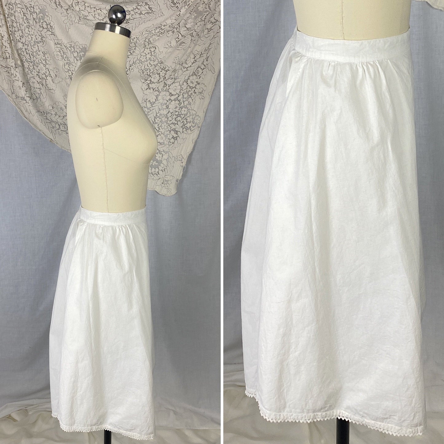 Antique 1910's Edwardian Knickers | Crisp White Cotton with Button Envelope Crotch | Size S, M - Daggers & Dames