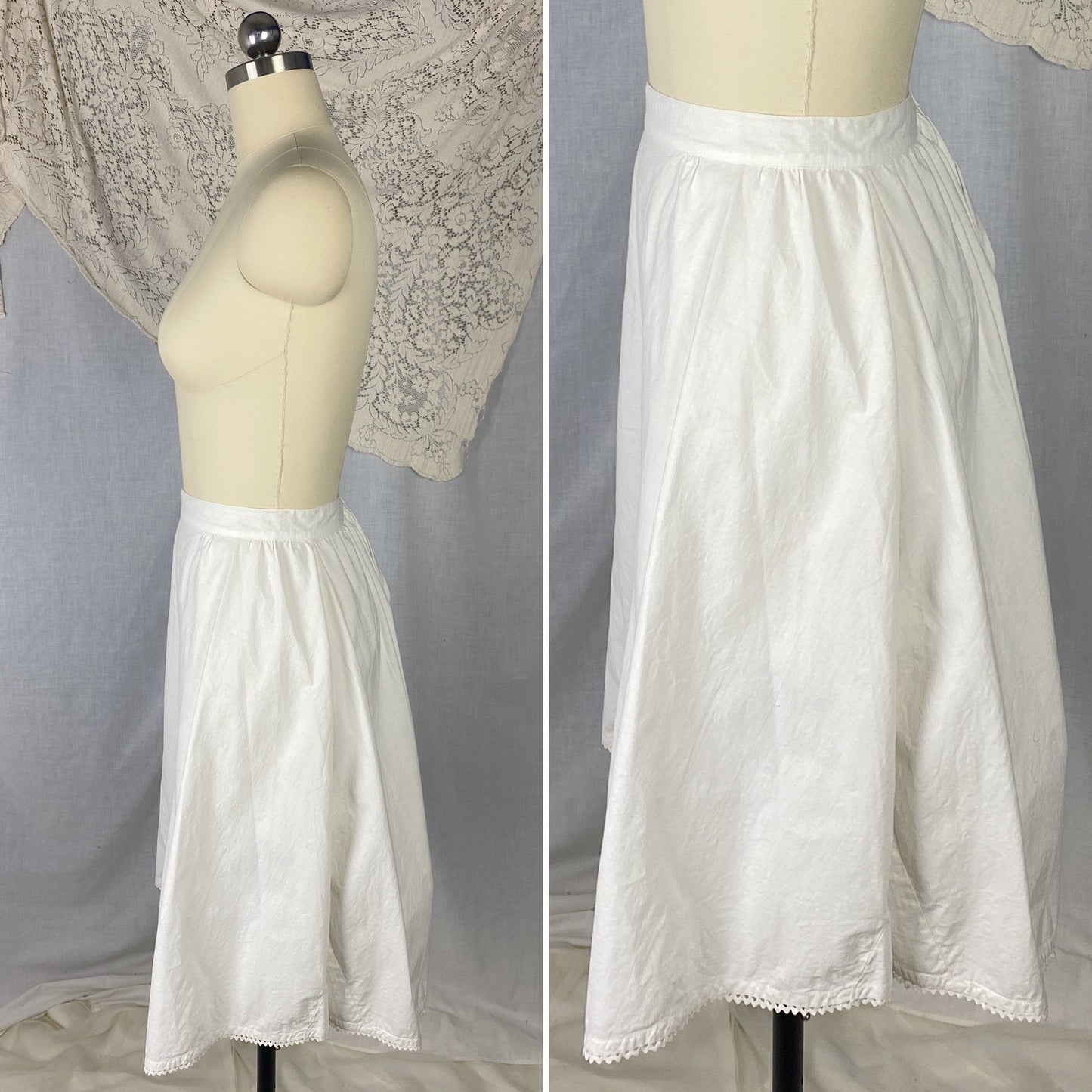 Antique 1910's Edwardian Knickers | Crisp White Cotton with Button Envelope Crotch | Size S, M - Daggers & Dames