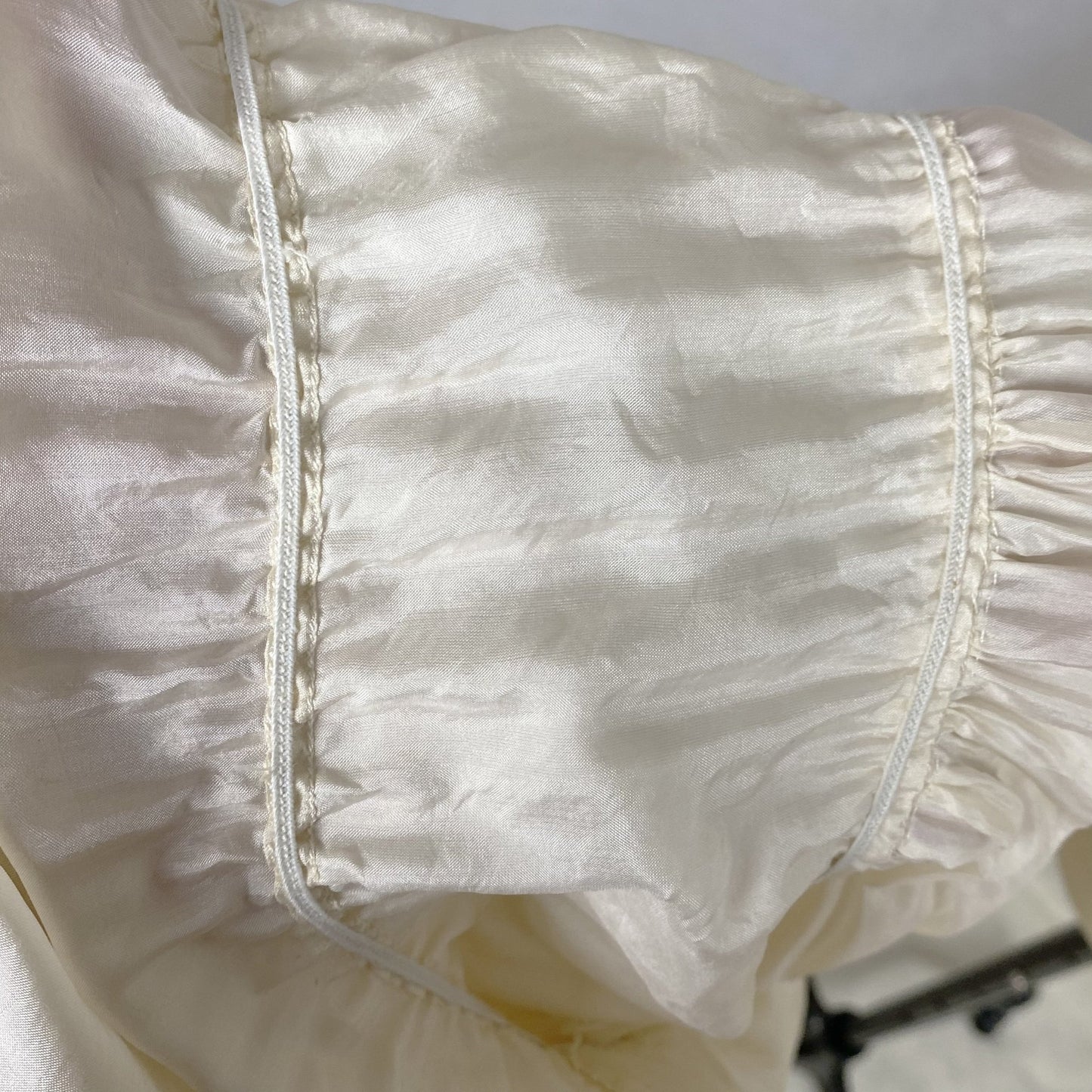 Antique 1910's Edwardian Negligee Nightgown | Ivory Tissue Silk with Ruffled Embroidered Tulle Lace | Size S, M - Daggers & Dames