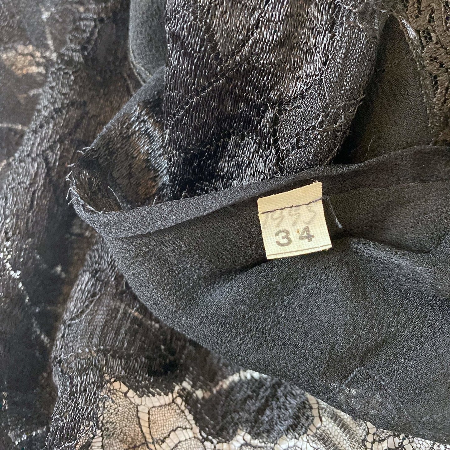 Antique 1920's Bralette & Tap Pants Lingerie Set | Black Silk Chiffon with Rose Chantilly Lace | Size XXS, XS | Never Worn - Daggers & Dames