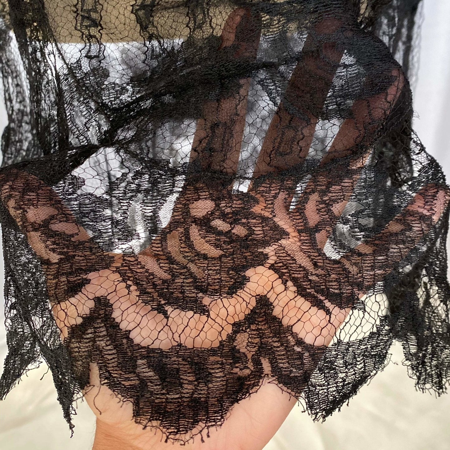Antique 1920's Chemise | Black Rose Chantilly Lace with Silk Chiffon & Rose Pink Silk Ribbon | Size XS, S - Daggers & Dames