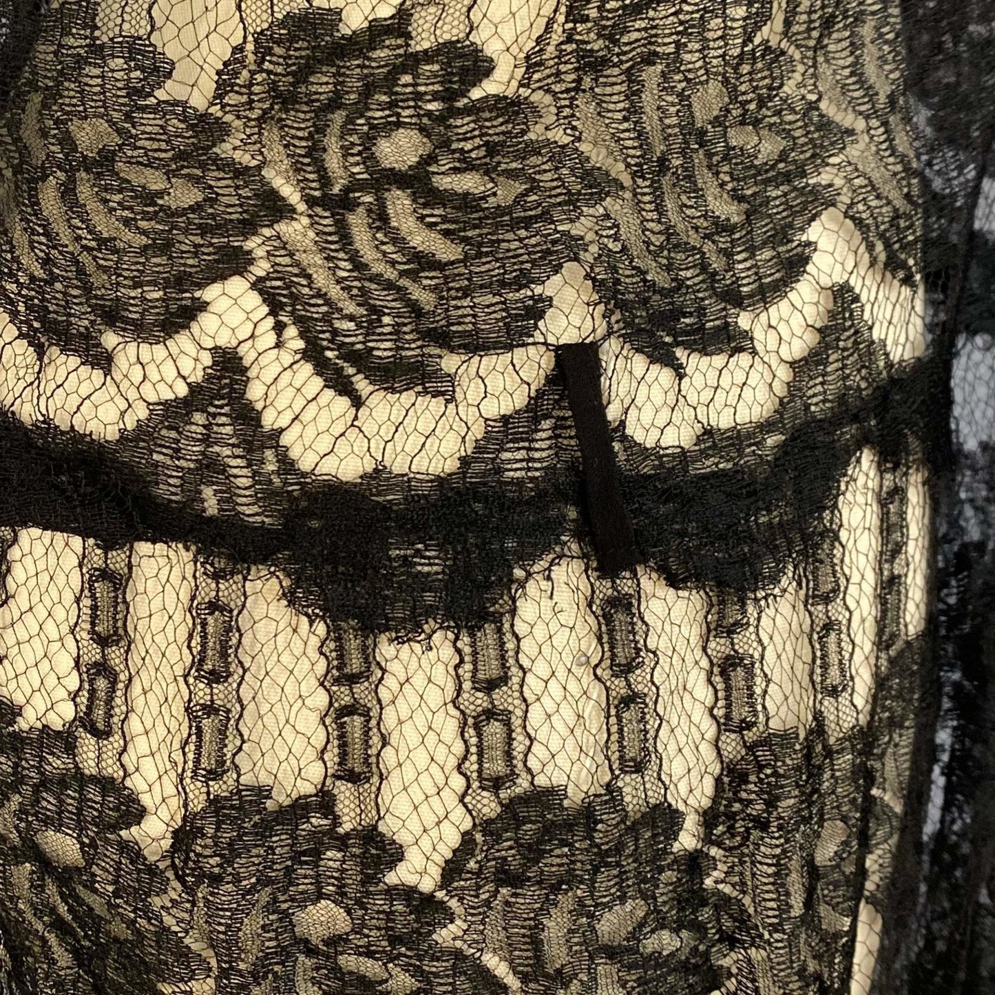 Antique 1920's Chemise | Black Rose Chantilly Lace with Silk Chiffon & Rose Pink Silk Ribbon | Size XS, S - Daggers & Dames