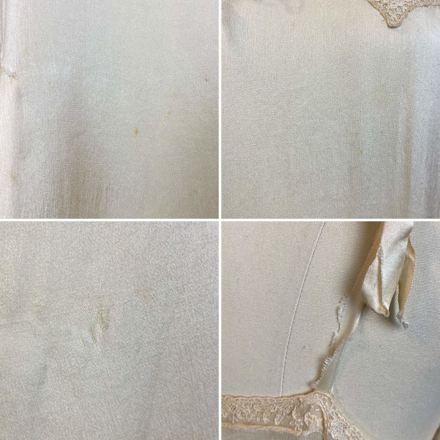 Antique 1920's Chemise Slip | Creamy Champagne Silk with Floral Alençon Lace | Size S, M, LG - Daggers & Dames