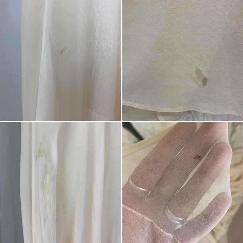 Antique 1920's Peignoir Robe | Size XS, SM | Sheer Ivory Silk Georgette with Angel Sleeves & Long Train Hem - Daggers & Dames