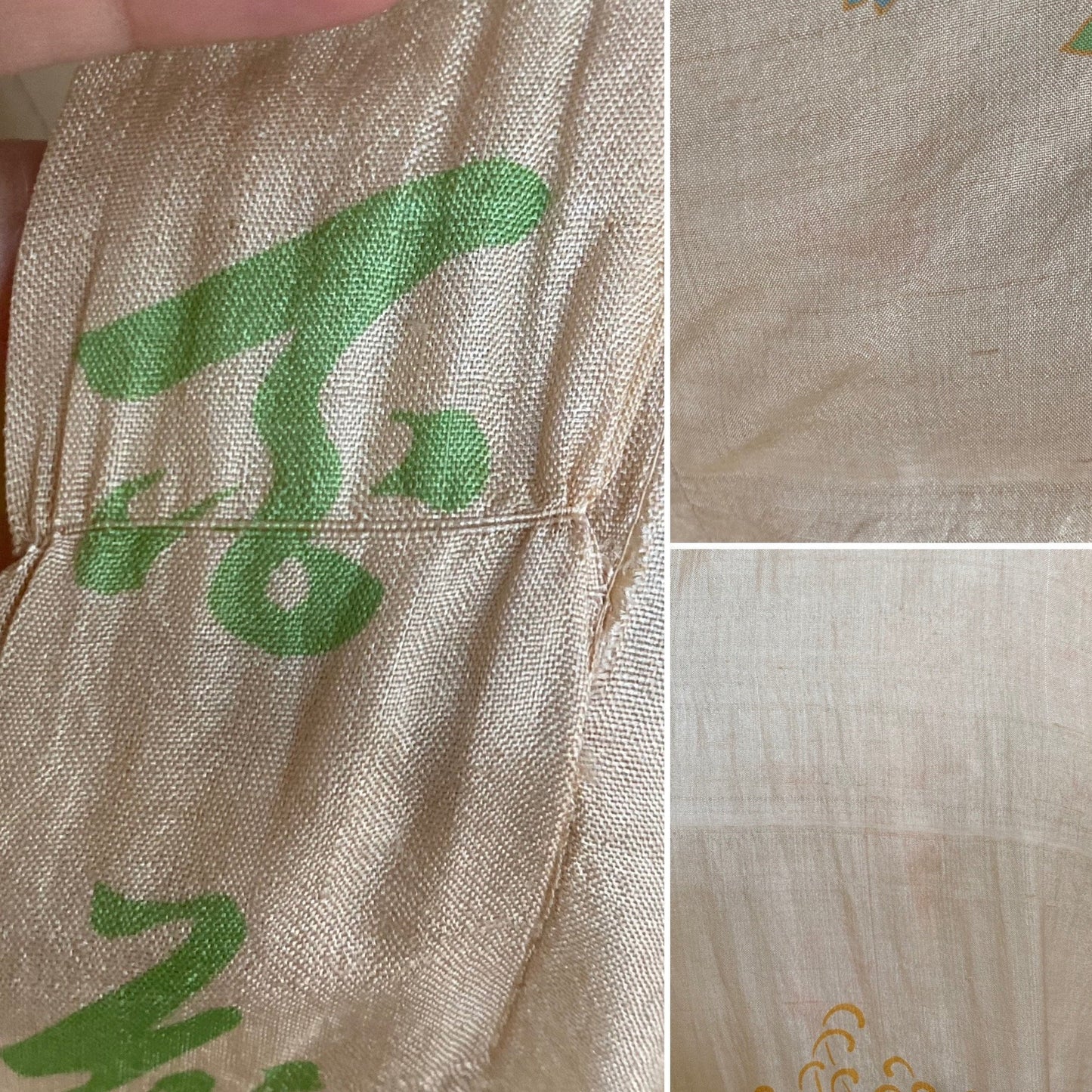 Antique 1920's Robe | Raw Pongee Silk with Bright Floral Print | Size Free | Made in Japan - Daggers & Dames