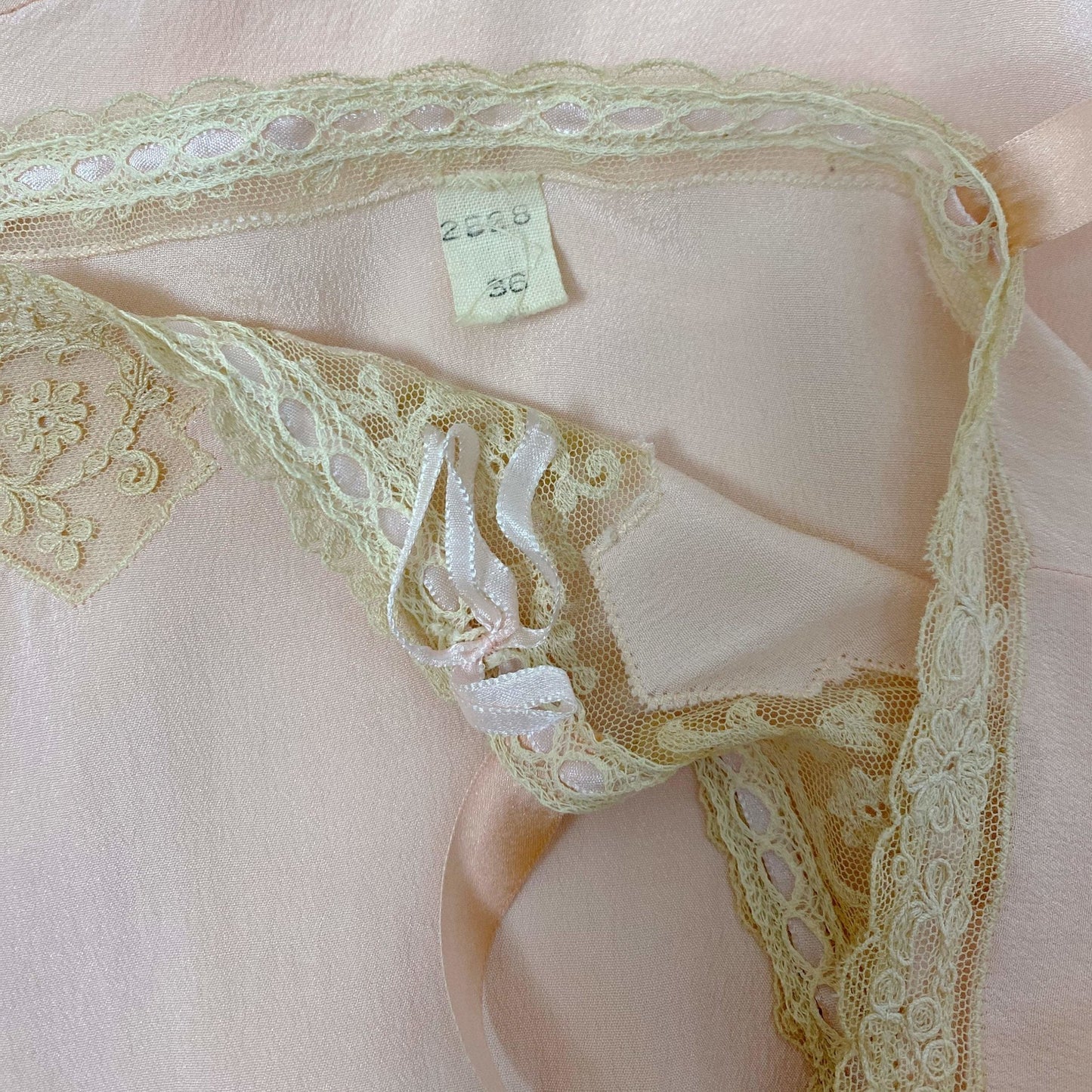 Antique 1920's Step In Chemise | Sheer Princess Pink Silk with Tambour Lace & Silk Rosettes | Size 32-34 Bust, XS/S | Never Worn - Daggers & Dames