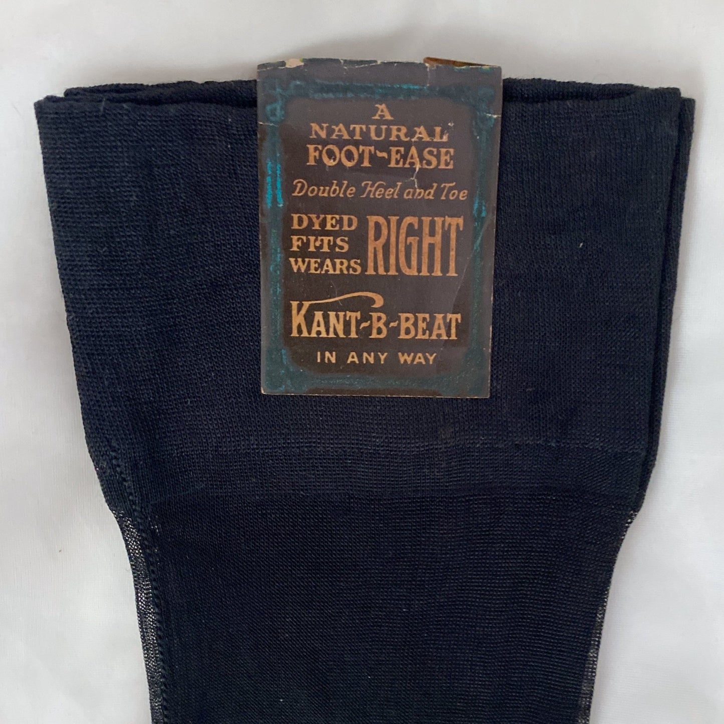 Antique 1920's Stockings | Inky Black Rayon Knit with Exposed Seam & Reinforced Cotton Heel | Size 7.5 | Kant-B-Beat -New with Tag - Daggers & Dames