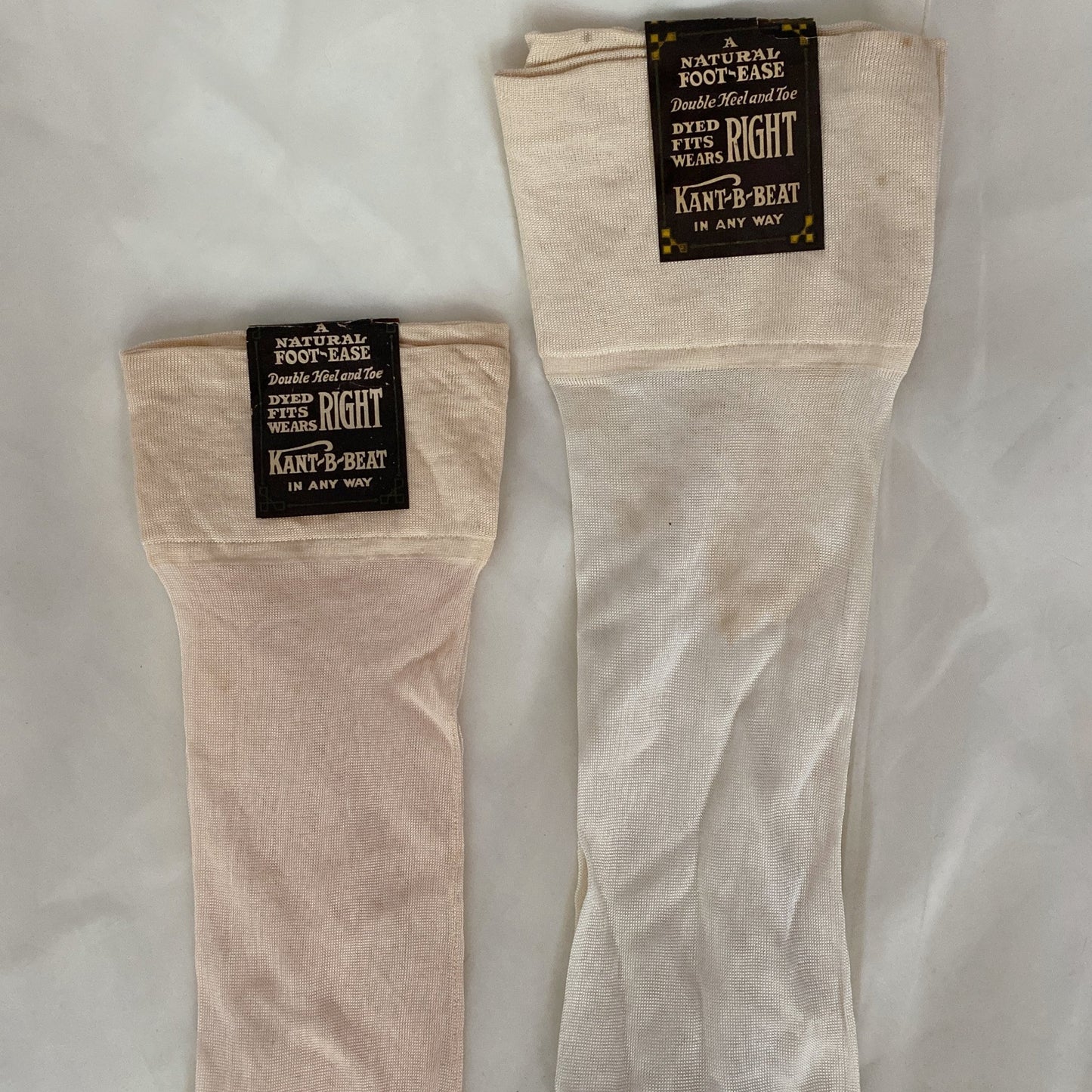 Antique 1920's Stockings | Ivory & Nude Silk Knit with Original Box | Size 7, 8 | Kan't-B-Beat -New with Tags - Daggers & Dames