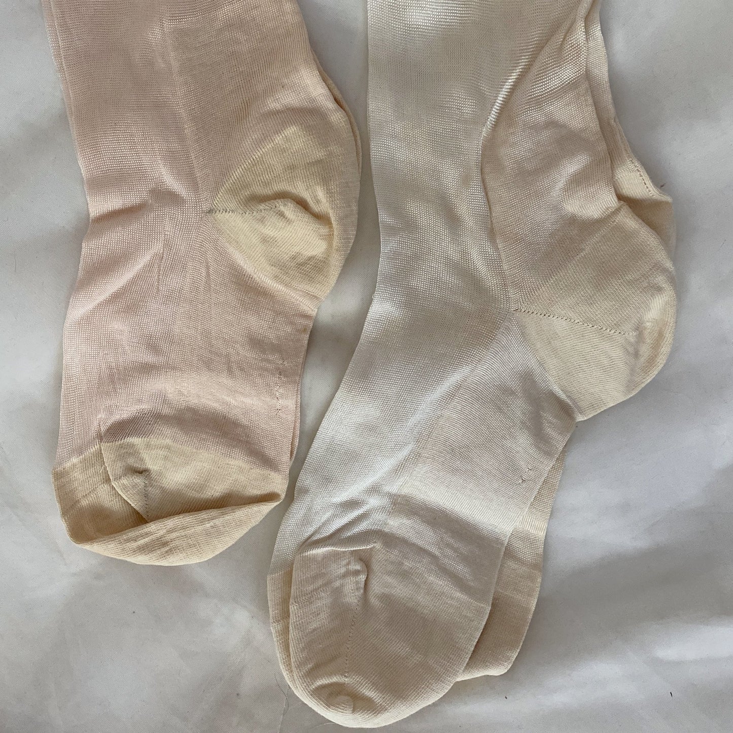 Antique 1920's Stockings | Ivory & Nude Silk Knit with Original Box | Size 7, 8 | Kan't-B-Beat -New with Tags - Daggers & Dames