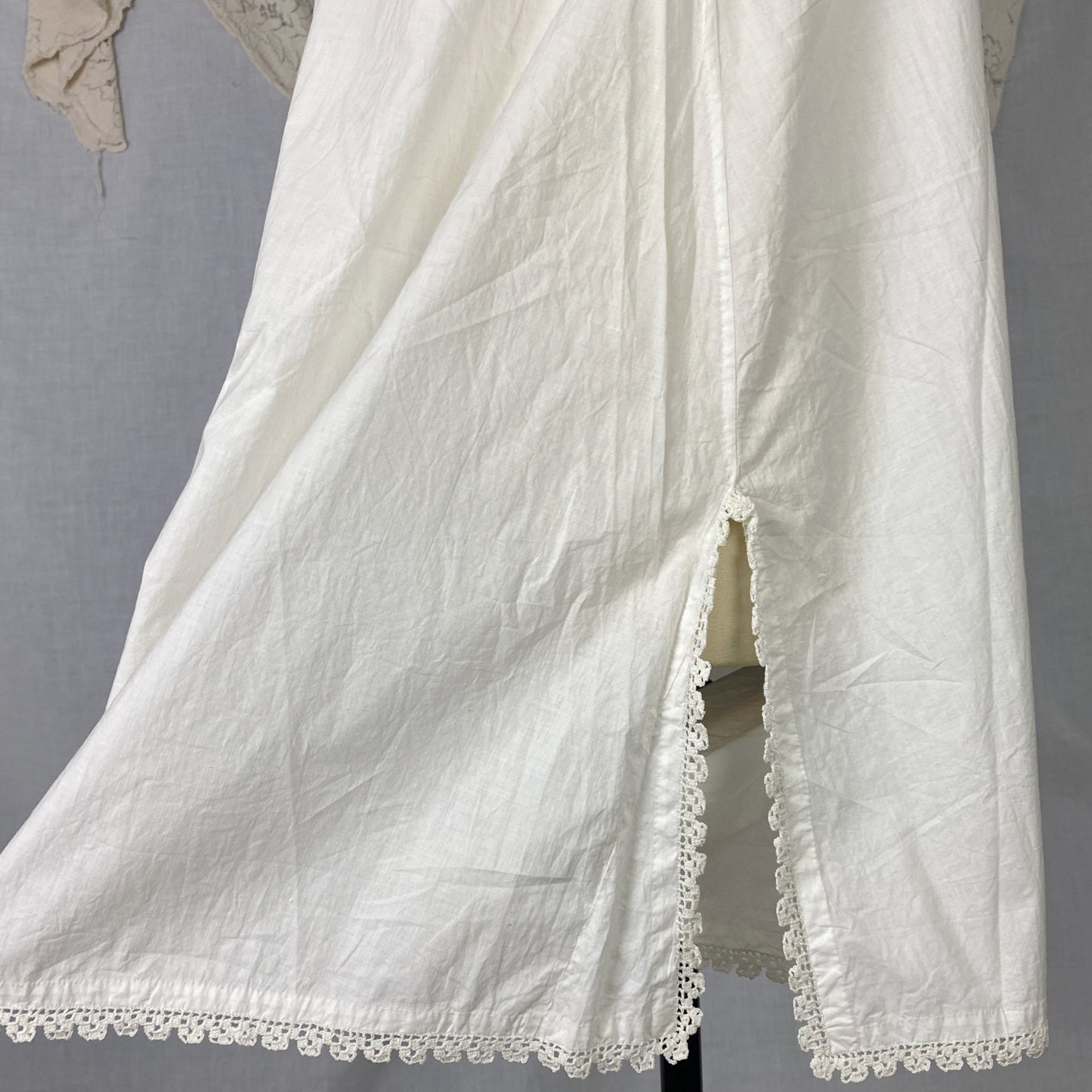 Antique Edwardian 1910's Step In Chemise | Hand Stitched White Cotton Lawn with Filet Lace & Crochet Hem | Size XS, SM, M - Daggers & Dames