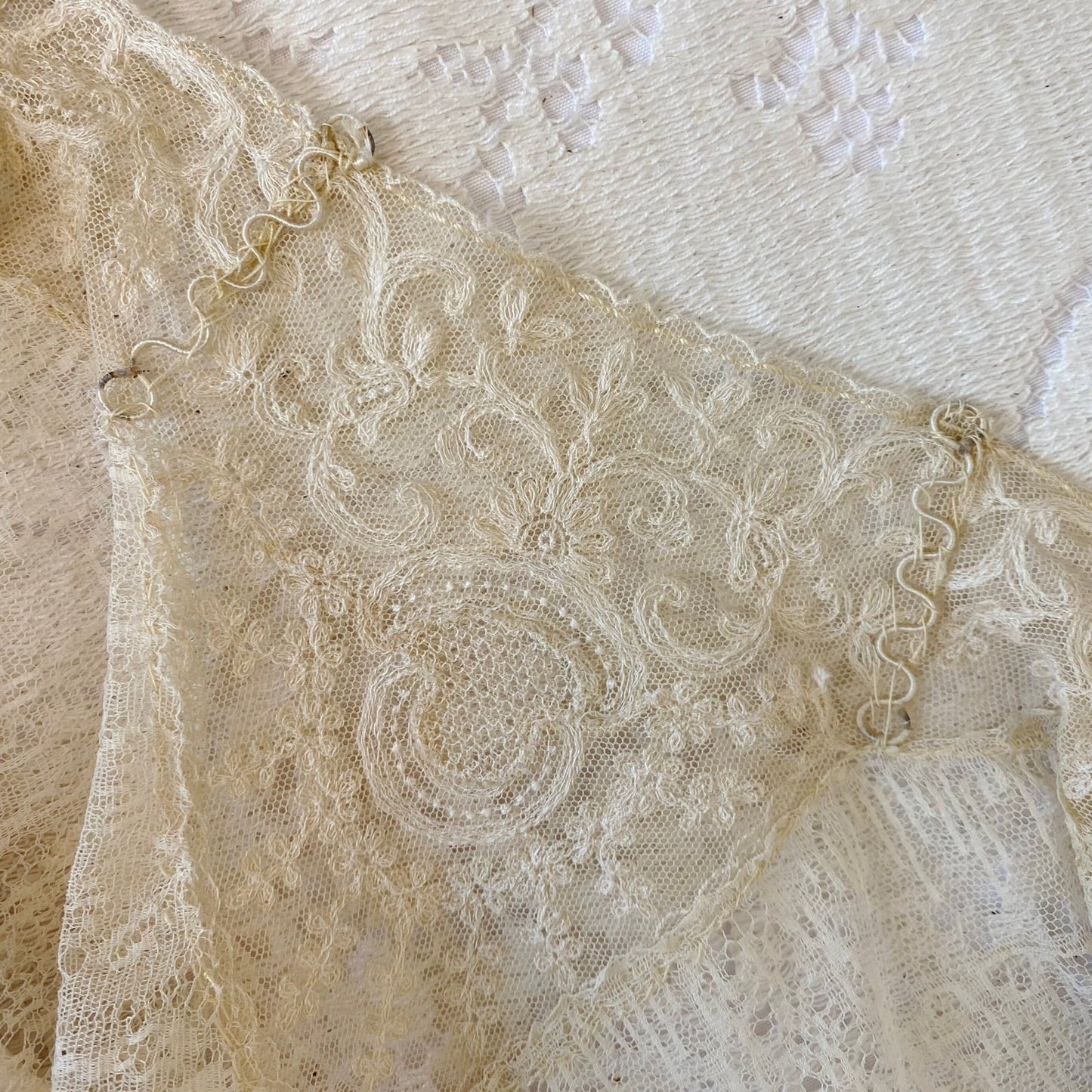 Antique Edwardian Dickie Camisole | Soft White Cotton with Ecru Embroidered Lace | Size XS - Daggers & Dames