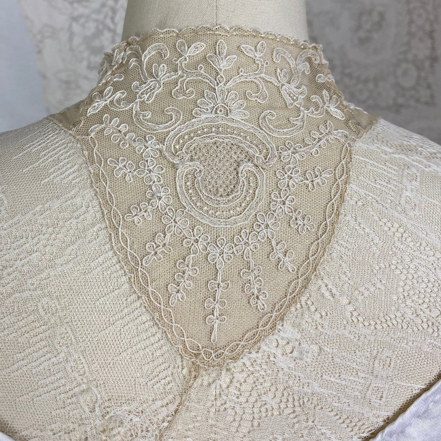 Antique Edwardian Dickie Camisole | Soft White Cotton with Ecru Embroidered Lace | Size XS - Daggers & Dames