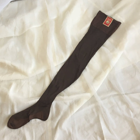 Vintage 1920's - 1930's Stockings | Rich Mocha Brown Silk with Exposed Seam & Reinforced Toe | New Old Stock | Size 9 - 9.5 - Daggers & Dames