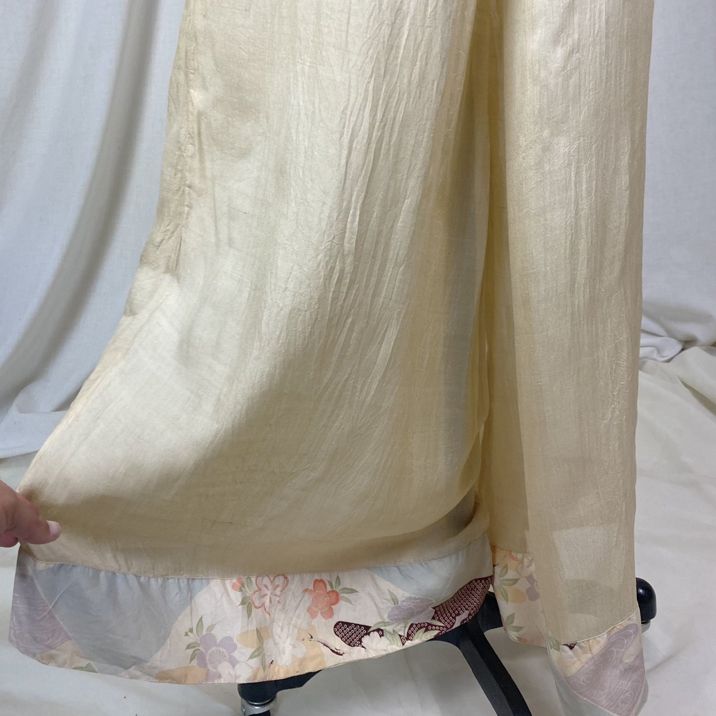 Vintage 1920's Beach Pajama Set | Sheer Raw Pongee Silk with Japanese Floral Print | Size XS, S - Daggers & Dames