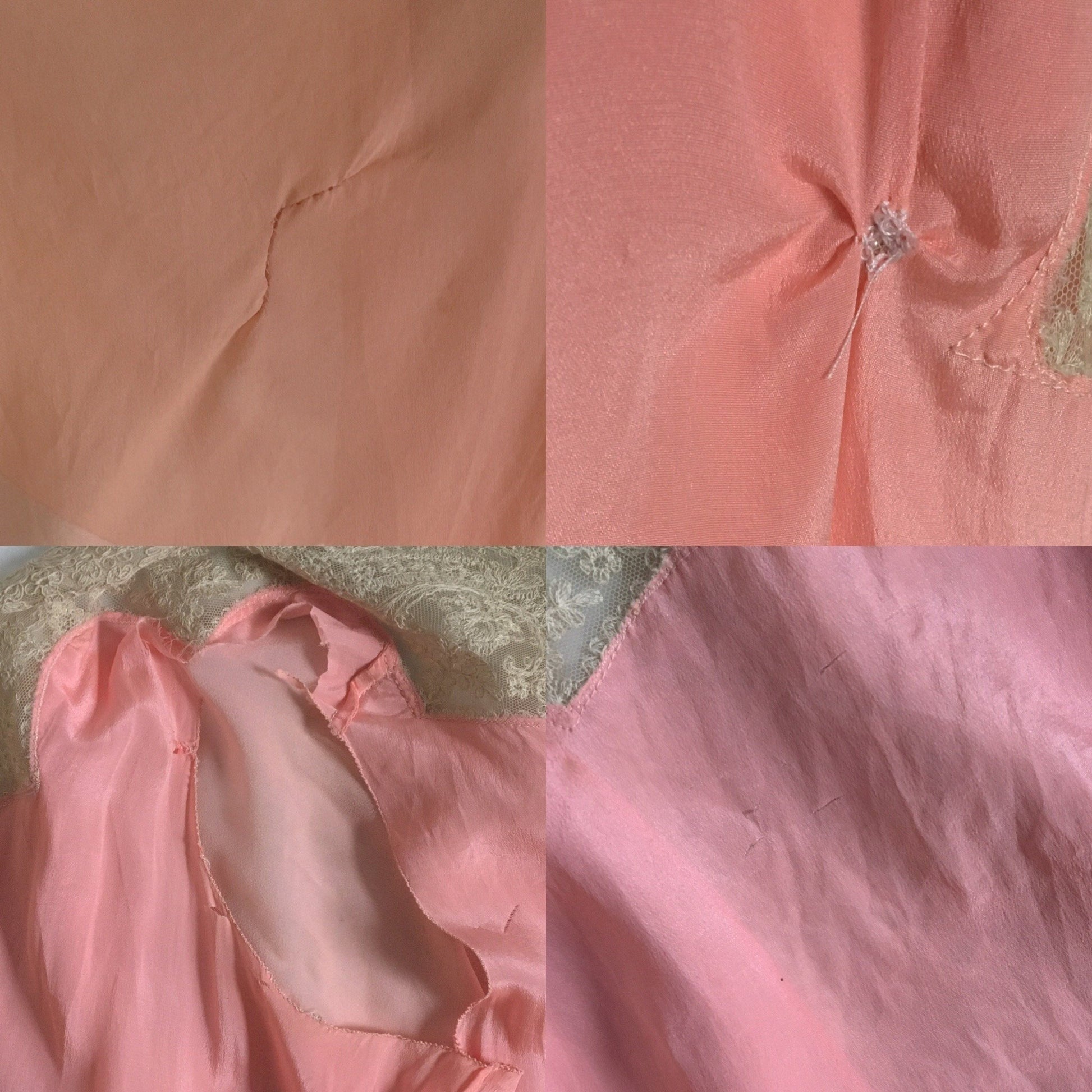 Vintage 1920's Peignoir | Rosy Pink Silk Crepe with Tambour Lace Embroidery | Size XS, S, M - Daggers & Dames