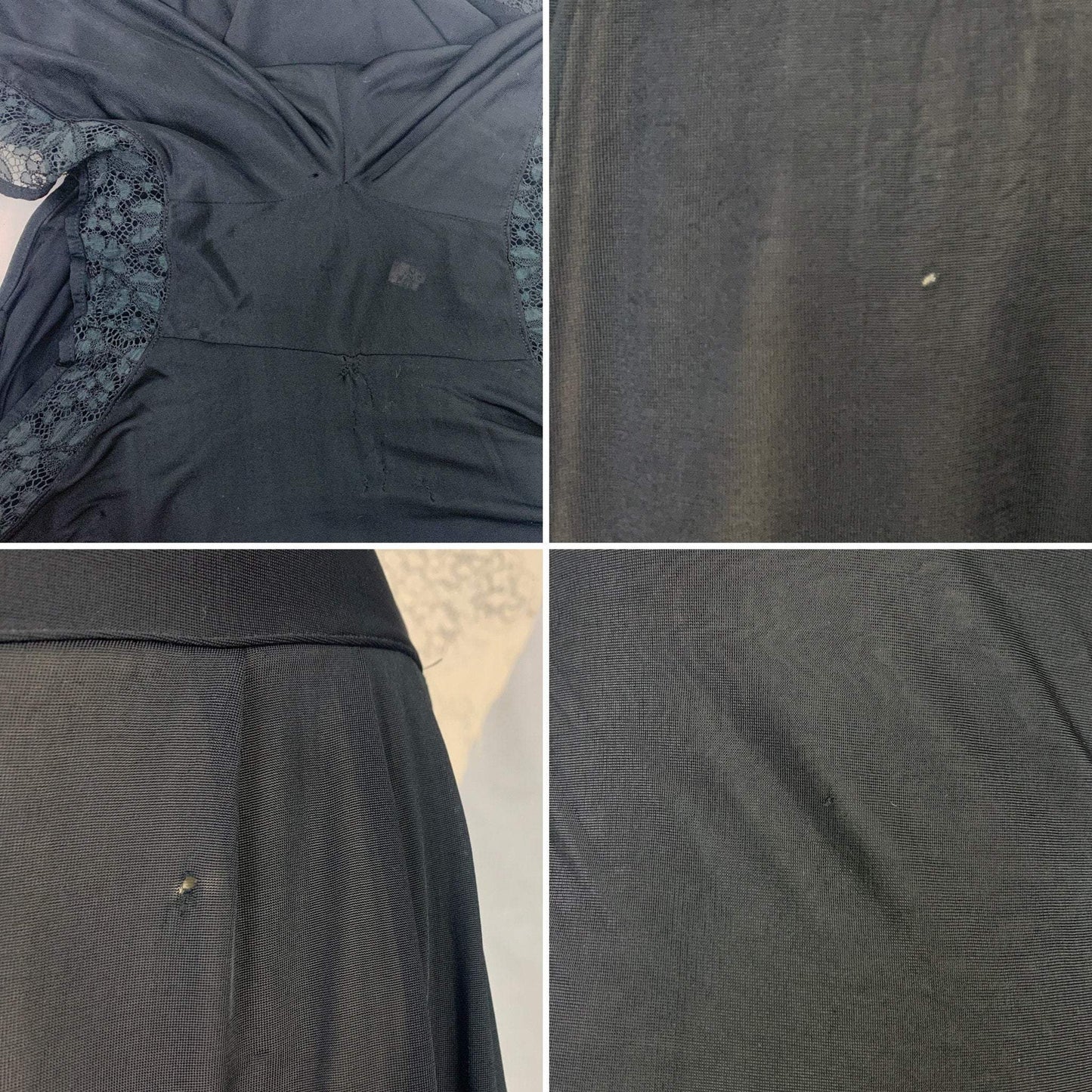 Vintage 1920's Step In Chemise | Inky Black Silk Knit with Chantilly Lace | Size XS Petite | Kickernick - Daggers & Dames