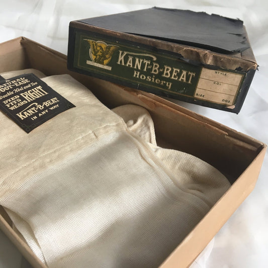 Vintage 1920's Stockings | Ivory Silk with Exposed Seams | New in Box, 2 Pair | Thigh High Steampunk Tights | Size 7.5, 8 - Daggers & Dames