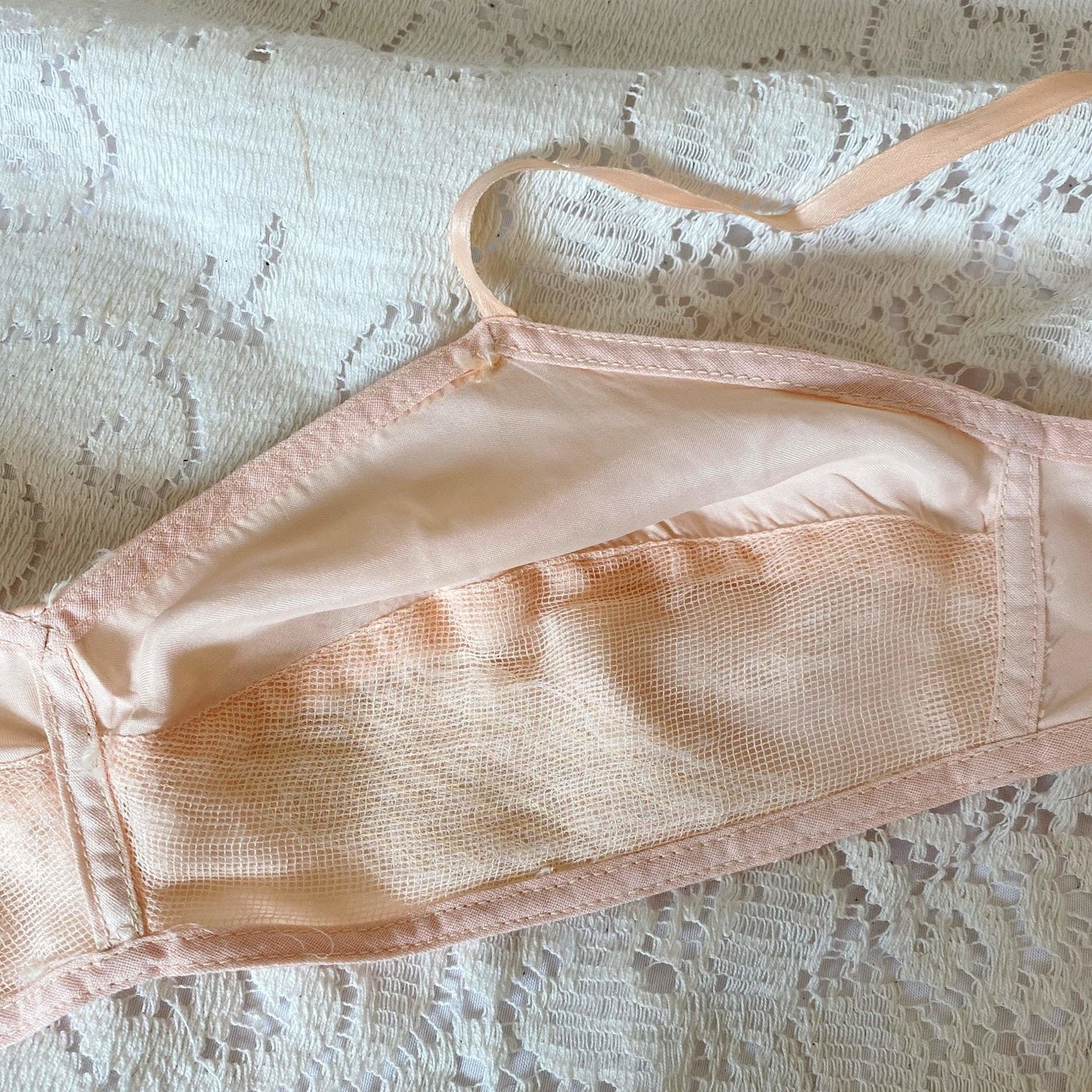 Vintage 1930's Bralette | Rose Pink Silk with Ribbon Straps | Size 32 C, 34 B | Never Worn - New Old Stock - Daggers & Dames