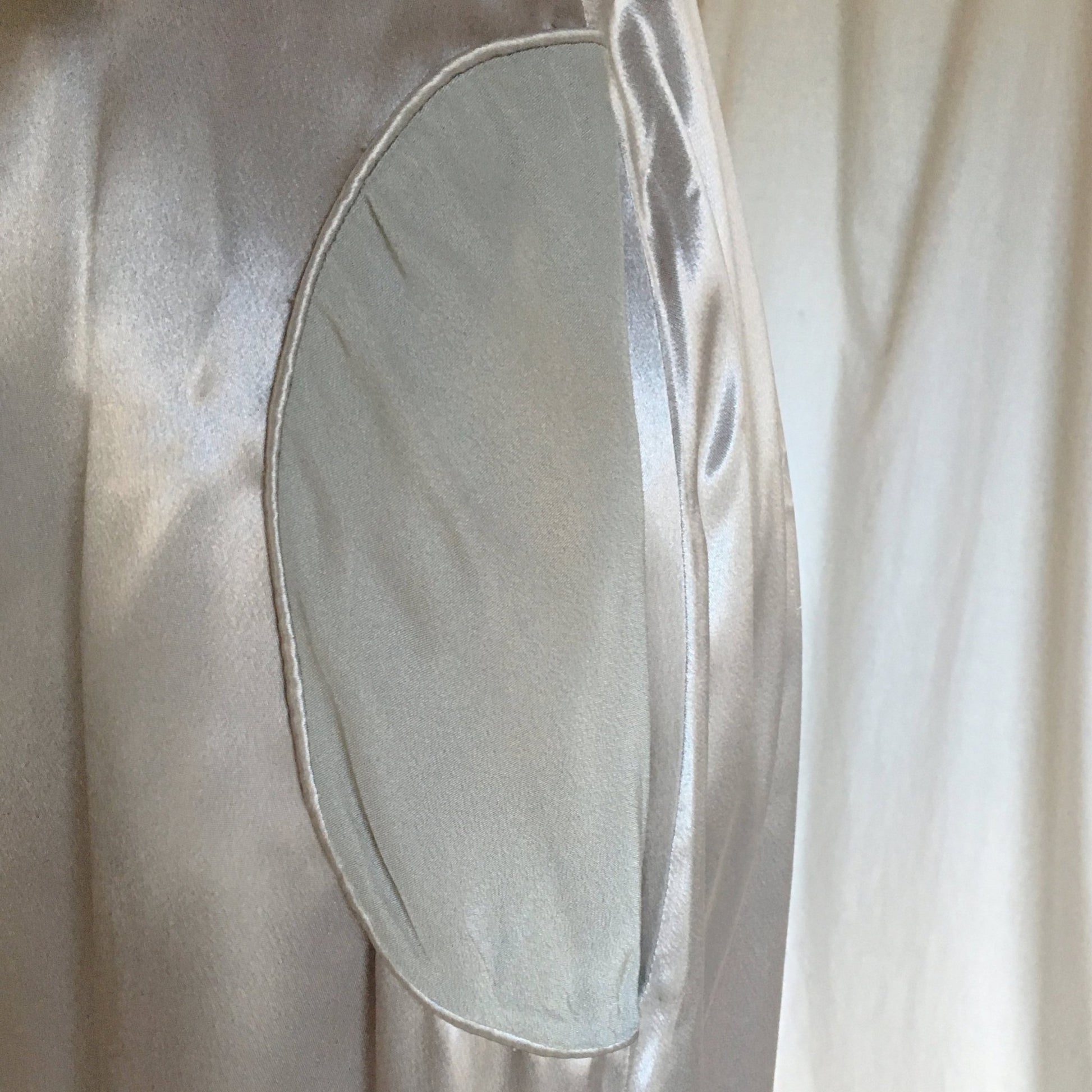 Vintage 1930's Dressing Gown | Deep Silver Gray Satin Charmeuse with Chiffon & Rhinestone Buttons | Size M, LG - Daggers & Dames