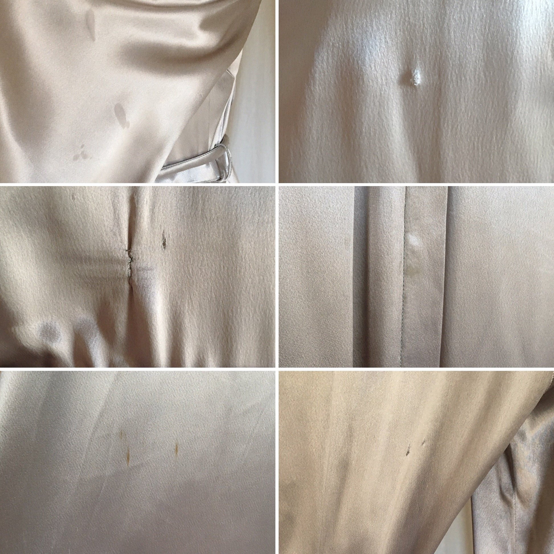 Vintage 1930's Dressing Gown | Deep Silver Gray Satin Charmeuse with Chiffon & Rhinestone Buttons | Size M, LG - Daggers & Dames