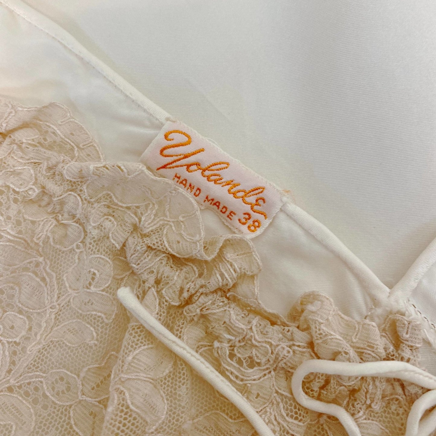 Vintage 1930's Nightgown | Hand Stitched Ivory Silk with Light Nude Ruffled Lace | Size S, M, LG | Yolande - Daggers & Dames