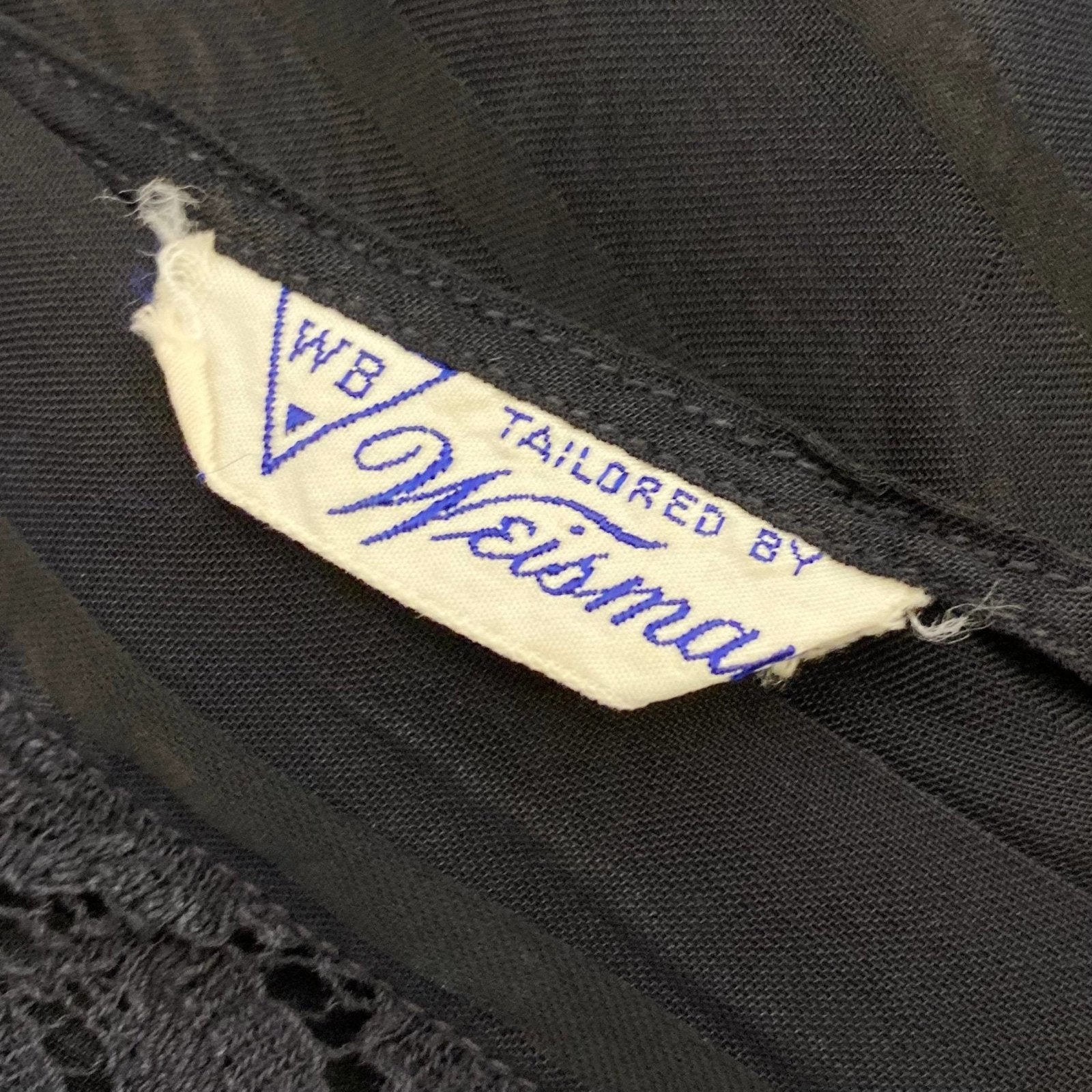 Vintage 1930's Nightgown | Sheer Black Silk Striped Chiffon with Floral Chantilly Lace | Size XS, S, M | W/B Weisman - Daggers & Dames