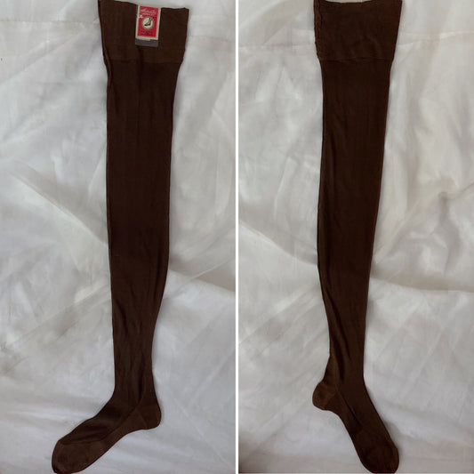 Vintage 1930's Stockings | Rich Mocha Brown Silk with Exposed Seam & Reinforced Toe | Size 9 - 9.5 | Aneita -New with Tag - Daggers & Dames