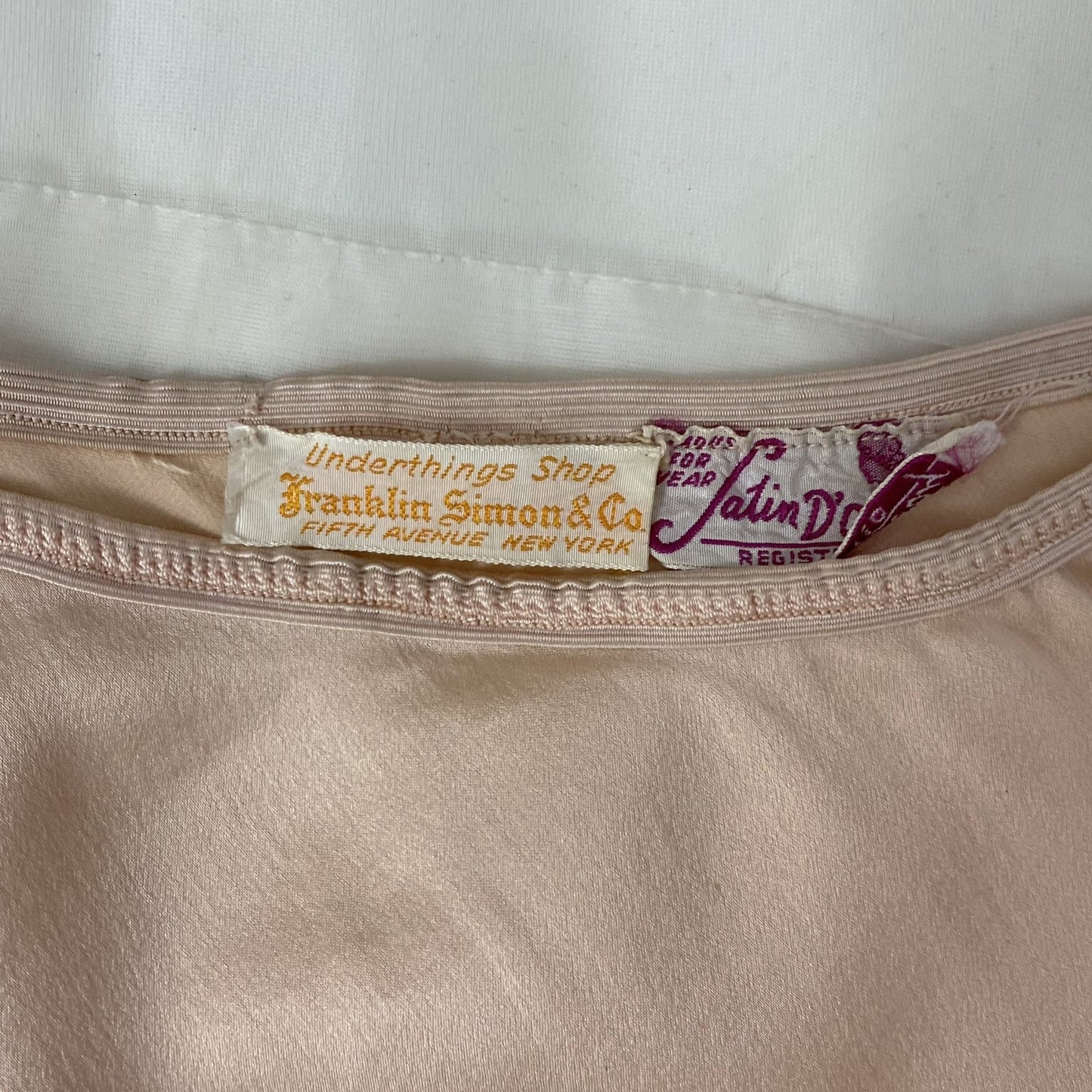 Vintage 1930's Tap Pants | Champagne Pink Silk Charmeuse with Mauve Lace Appliqués | Size M, LG | Franklin, Simon, & Co. - Daggers & Dames
