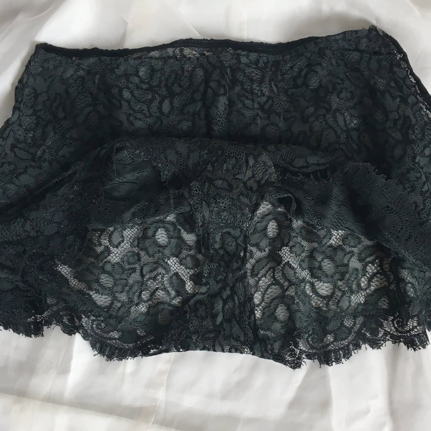 Vintage 1930's Tap Pants | Sheer Black & Gray Chantilly Lace with Shell Button | Size S - Daggers & Dames