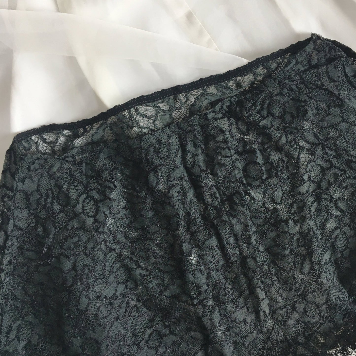 Vintage 1930's Tap Pants | Sheer Black & Gray Chantilly Lace with Shell Button | Size S - Daggers & Dames