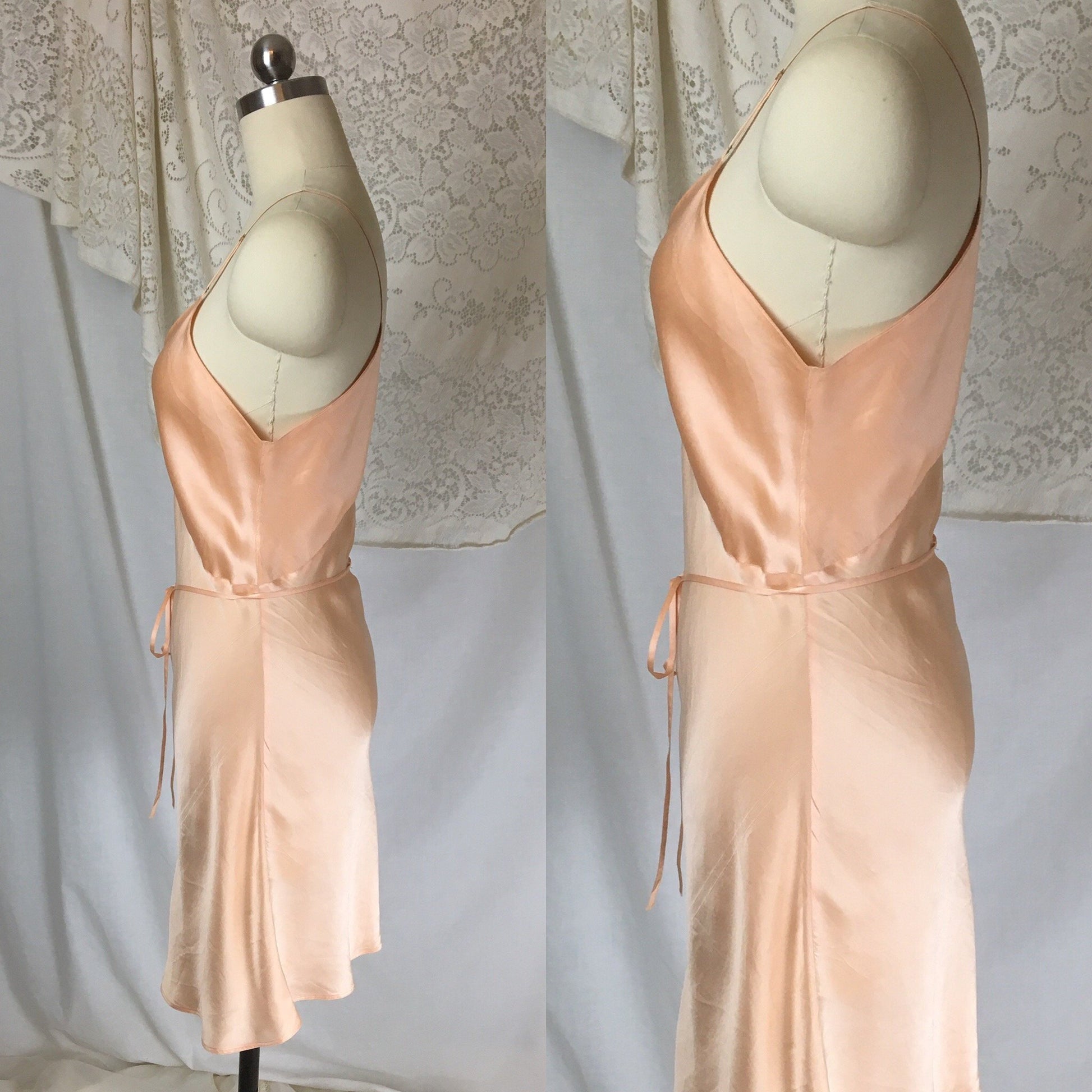Vintage 1930's Teddy Romper | Rosy Peach Silk Charmeuse with Deep Bias Cut & Button Gusset | Size M, LG - Daggers & Dames