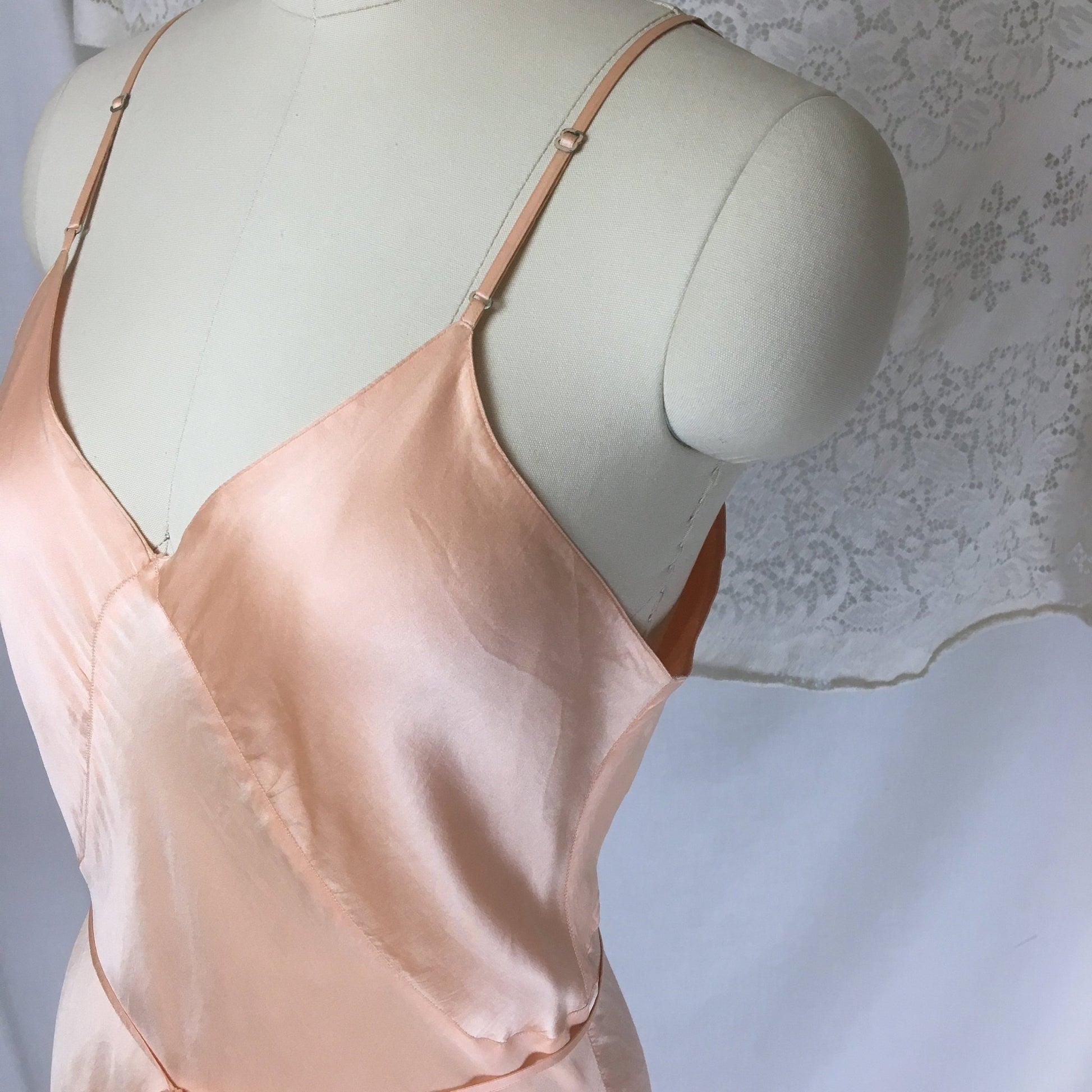 Vintage 1930's Teddy Romper | Rosy Peach Silk Charmeuse with Deep Bias Cut & Button Gusset | Size M, LG - Daggers & Dames