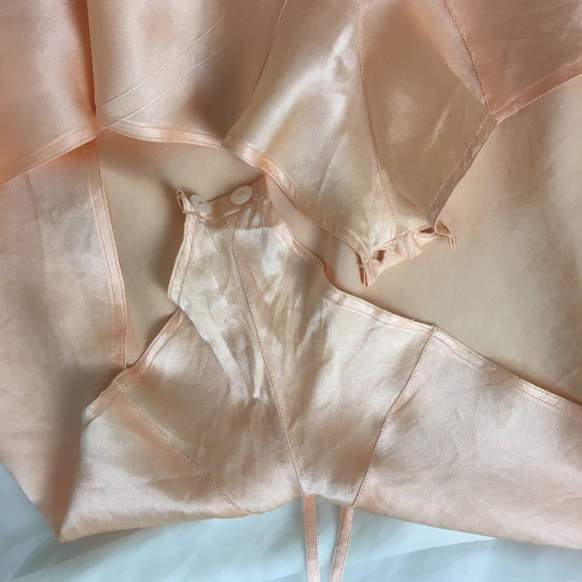 Vintage 1930's Teddy Romper | Rosy Peach Silk Charmeuse with Deep Bias Cut & Button Gusset | Size M, LG - Daggers & Dames