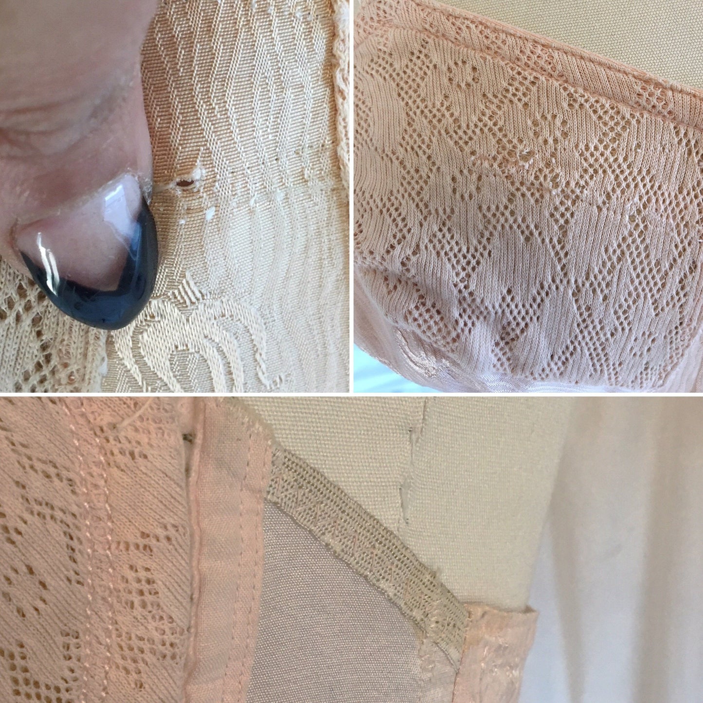 Vintage 1940's All in One Girdle | Antique Rose Pink Rayon with Satin Damask & Cotton Lace | Famise | Size M, LG - Daggers & Dames