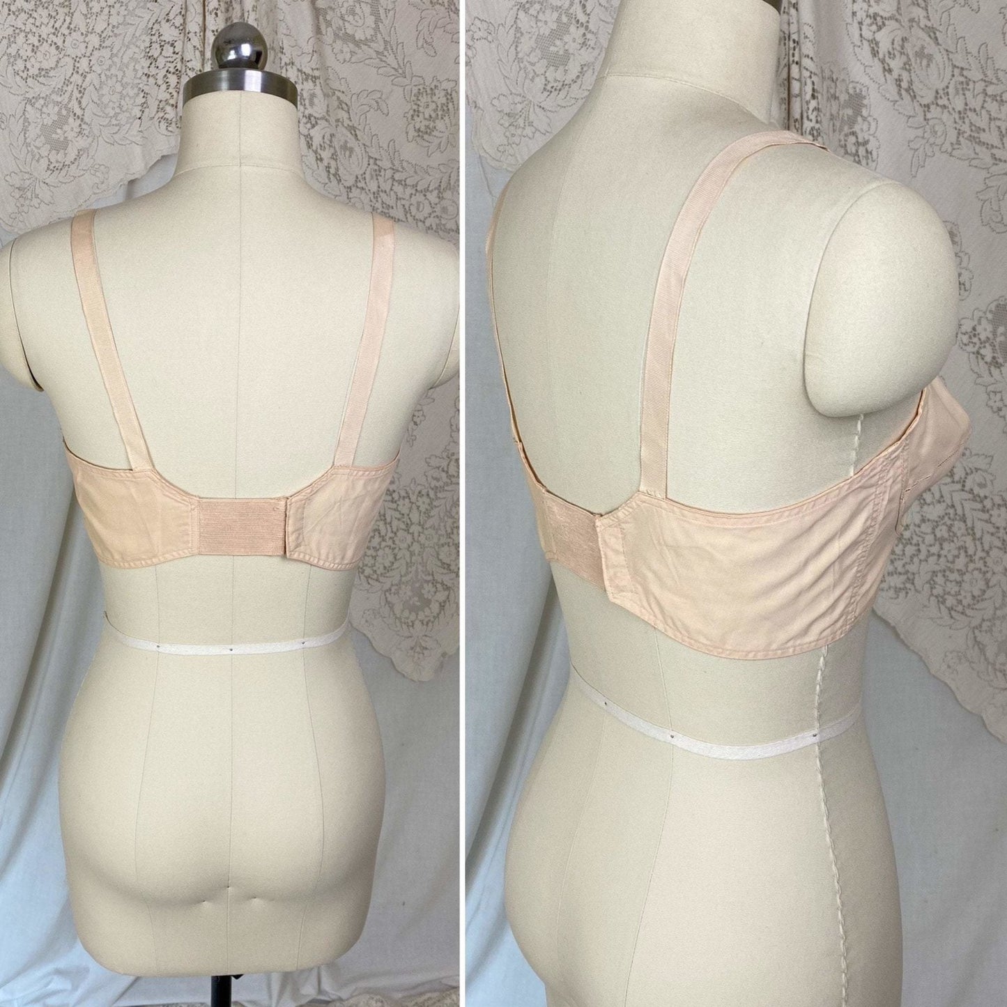 Vintage 1940's Bra | Peach Cotton & Rayon with Darted Cups | Size 36 B, 34 C | Kabo - Daggers & Dames
