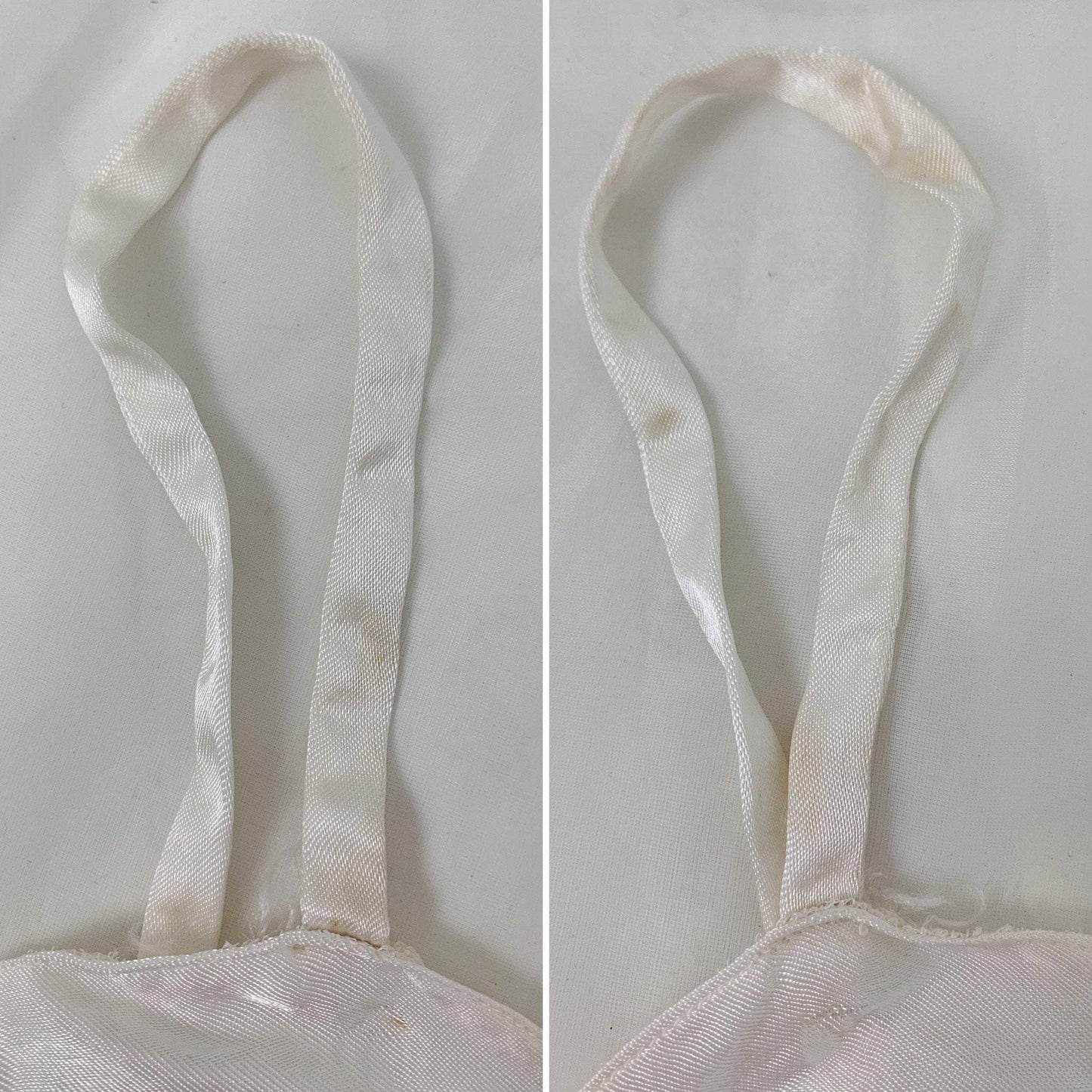 Vintage 1940's Bralette & Tap Pant Set | Buttermilk White Rayon Satin with Embroidery | Size XS | WWII Souvenir Lingerie, Made in Japan - Daggers & Dames