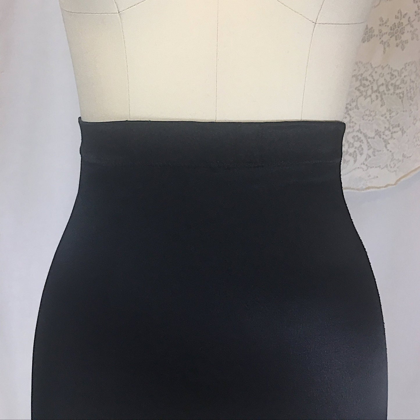 Vintage 1940's Girdle | Black Acetate Satin with Bones & Velvet Lined Garters | Lovlee | Size XS, SM - Daggers & Dames