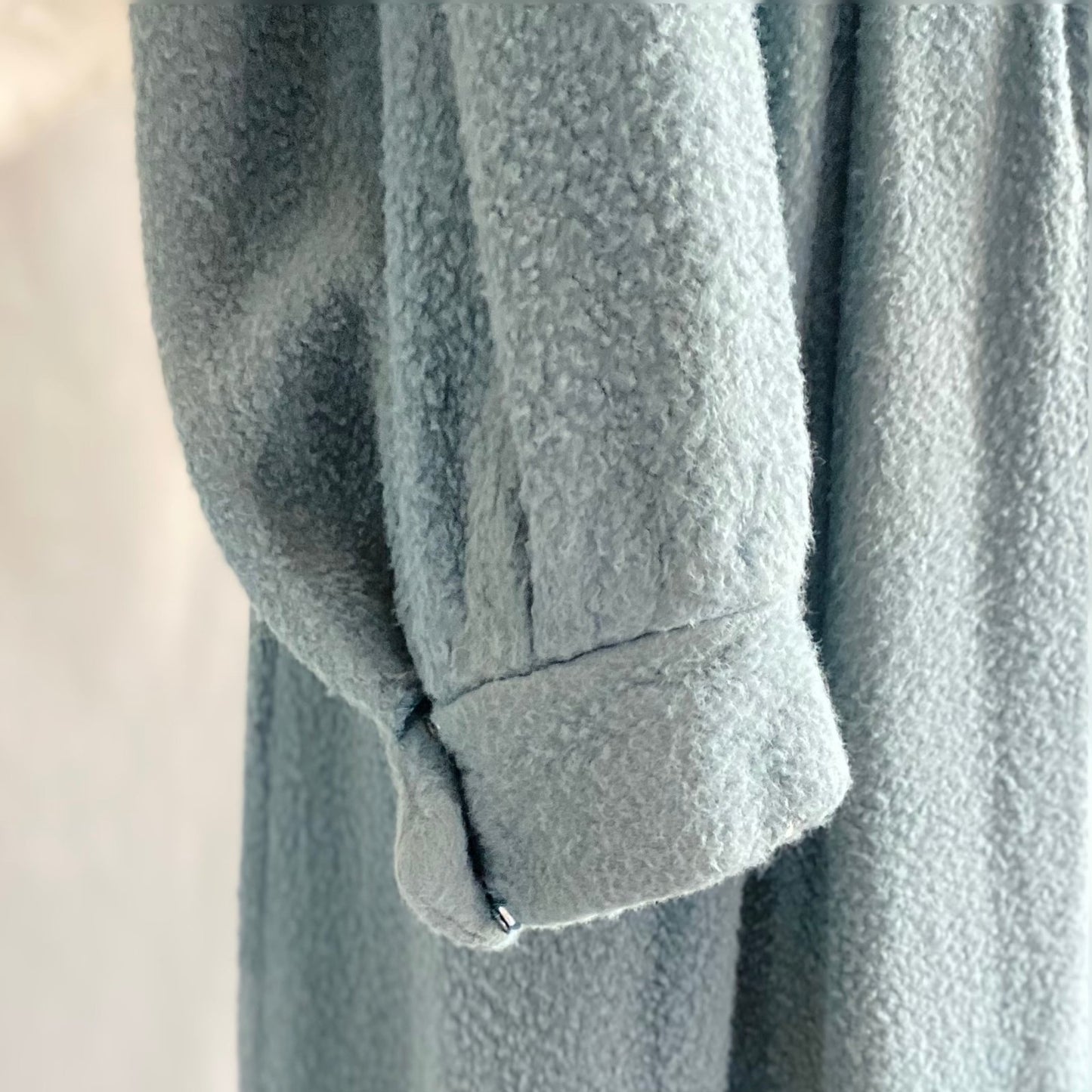 Vintage 1940’s House Dress | Dusty Blue Woolen Fleece with Embroidery | Size M, LG | Gassser, Lugano - Daggers & Dames