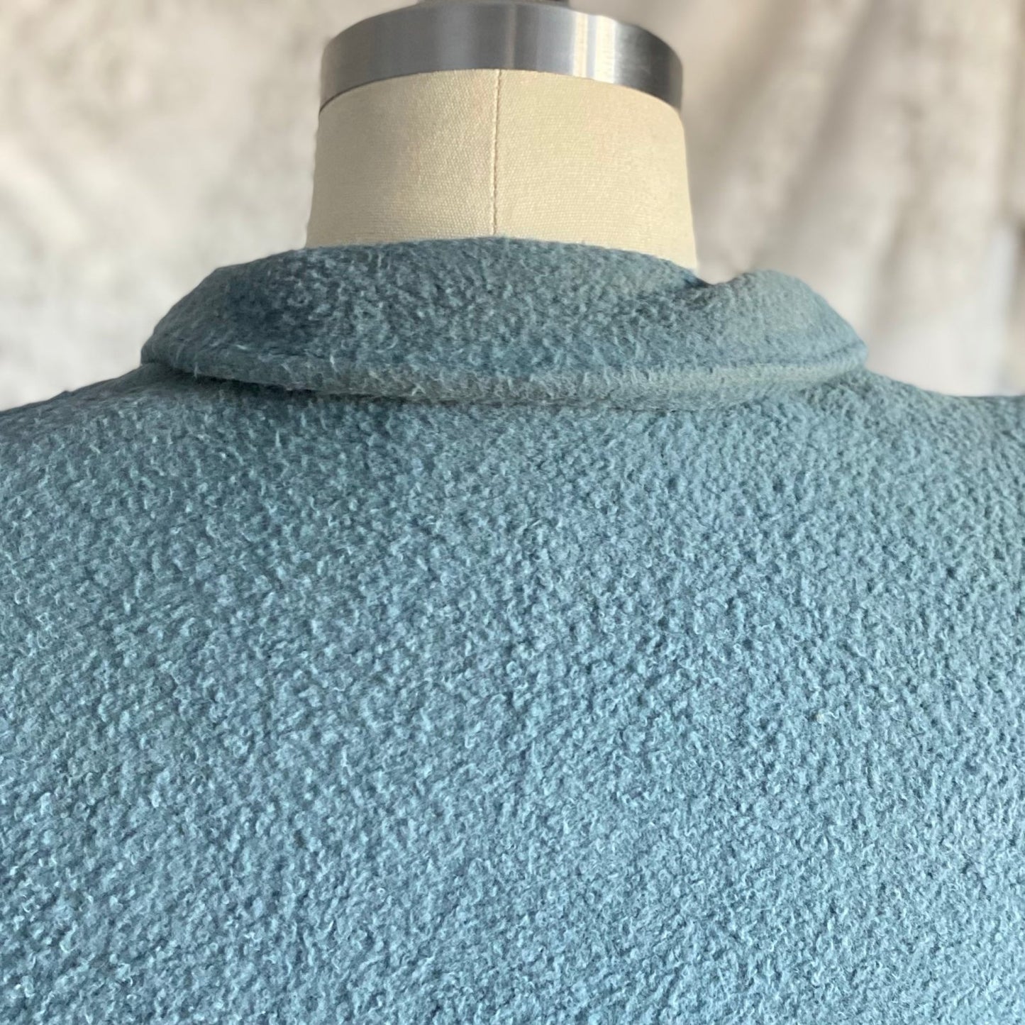 Vintage 1940’s House Dress | Dusty Blue Woolen Fleece with Embroidery | Size M, LG | Gassser, Lugano - Daggers & Dames