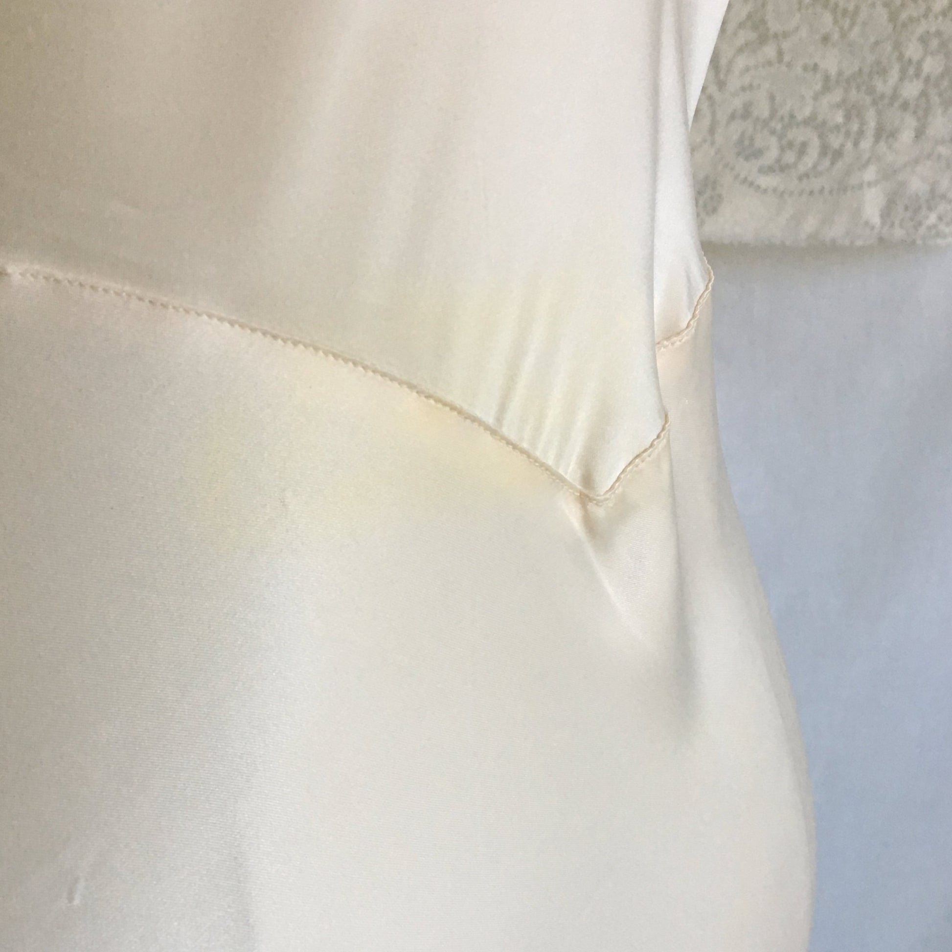 Vintage 1940's Nightgown | Buttercream White Rayon Satin with Embroidered Chiffon | Size S, MED - Daggers & Dames