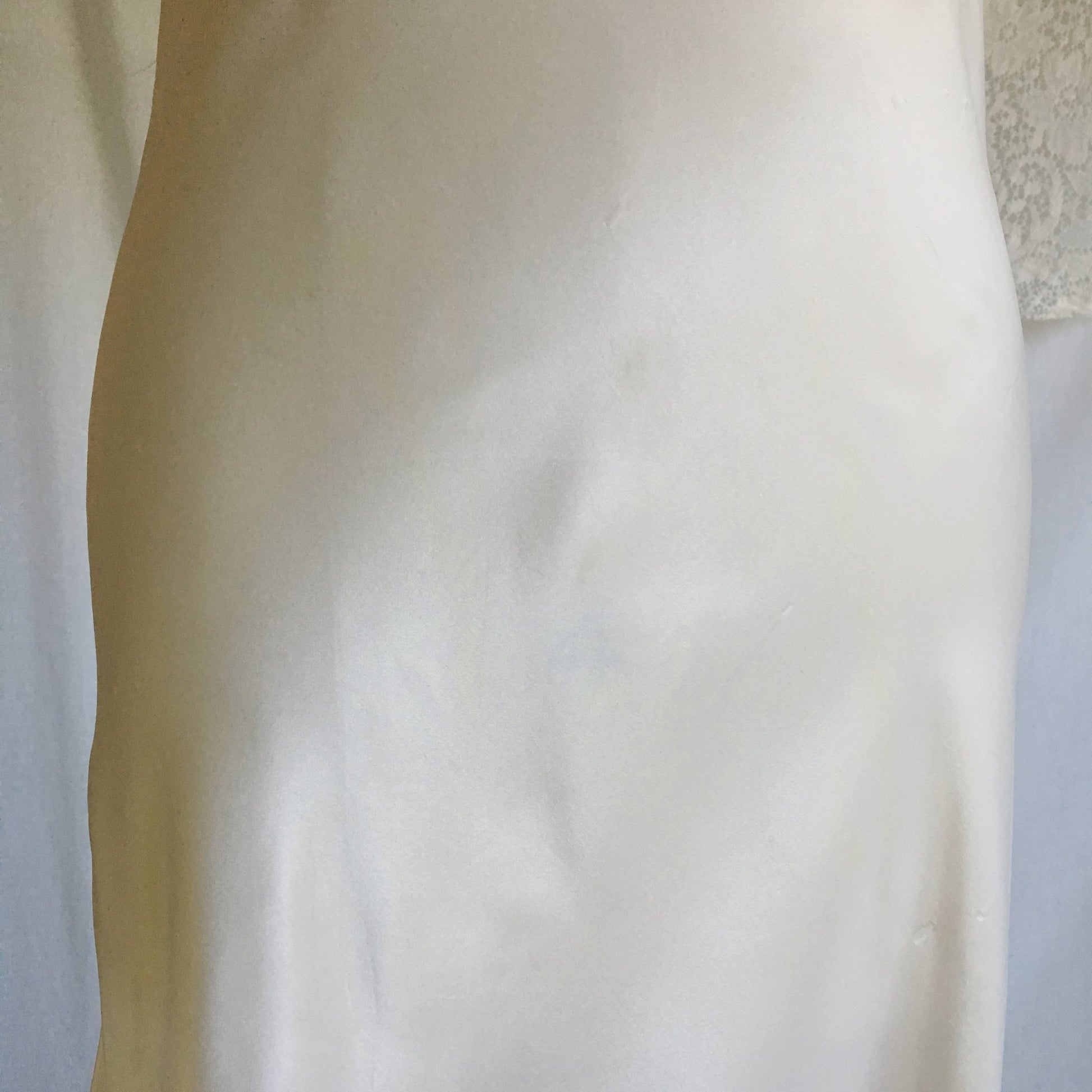 Vintage 1940's Nightgown | Buttercream White Rayon Satin with Embroidered Chiffon | Size S, MED - Daggers & Dames