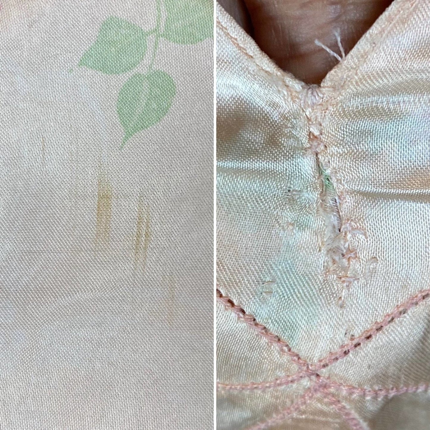 Vintage 1940's Nightgown | Light Peachy Pink Rayon Satin with Rose Floral Print | Size LG, XL - Daggers & Dames