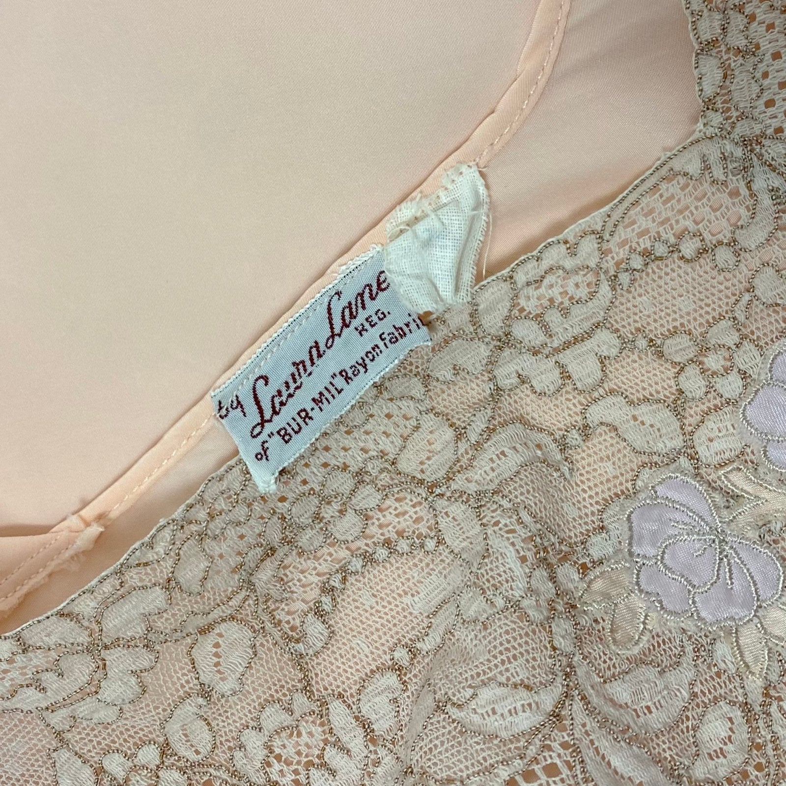 Vintage 1940’s Nightgown | Pale Pink Rayon with Lace | Size S, M | Laura Lane - Daggers & Dames