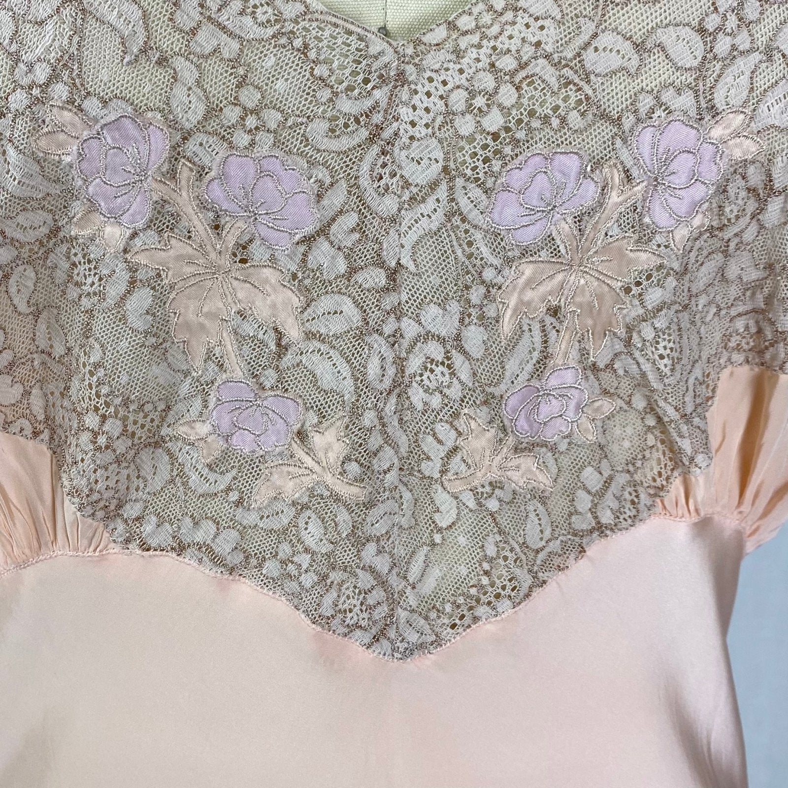Vintage 1940’s Nightgown | Pale Pink Rayon with Lace | Size S, M | Laura Lane - Daggers & Dames